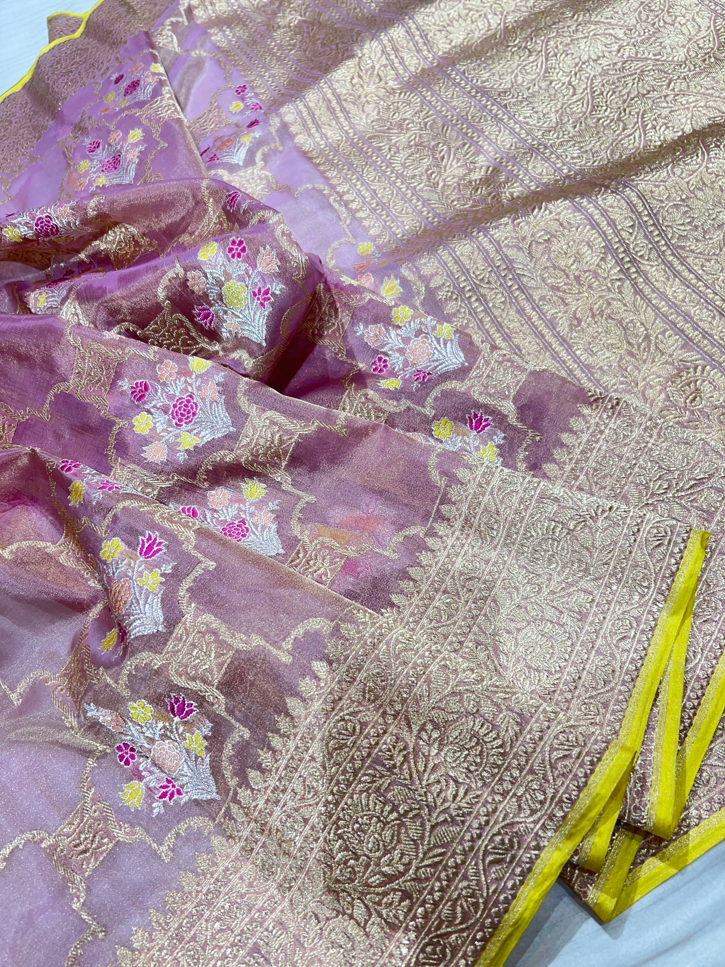 Pure Banarasi Khaduwa Tissue KoraSilk Handloom Saree