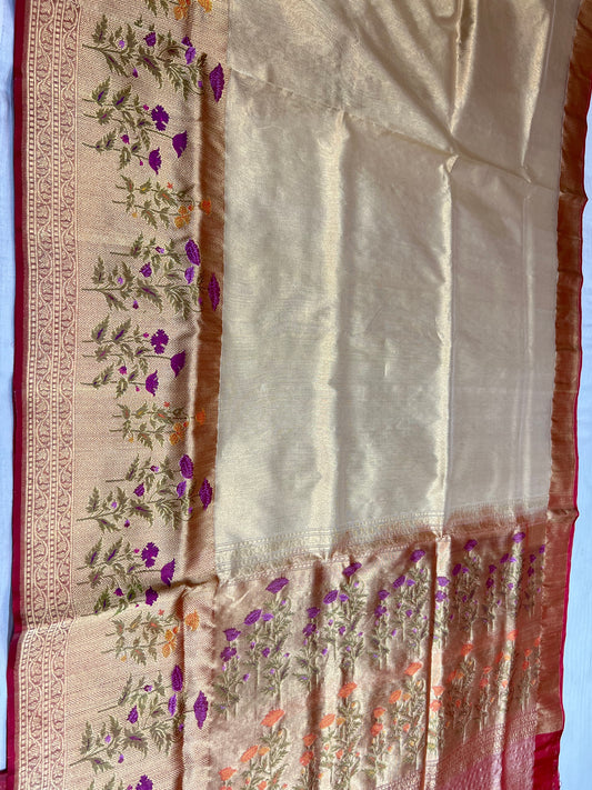 Banarasi Kora Silk Tissue Elegant Border Silk Handloom Saree