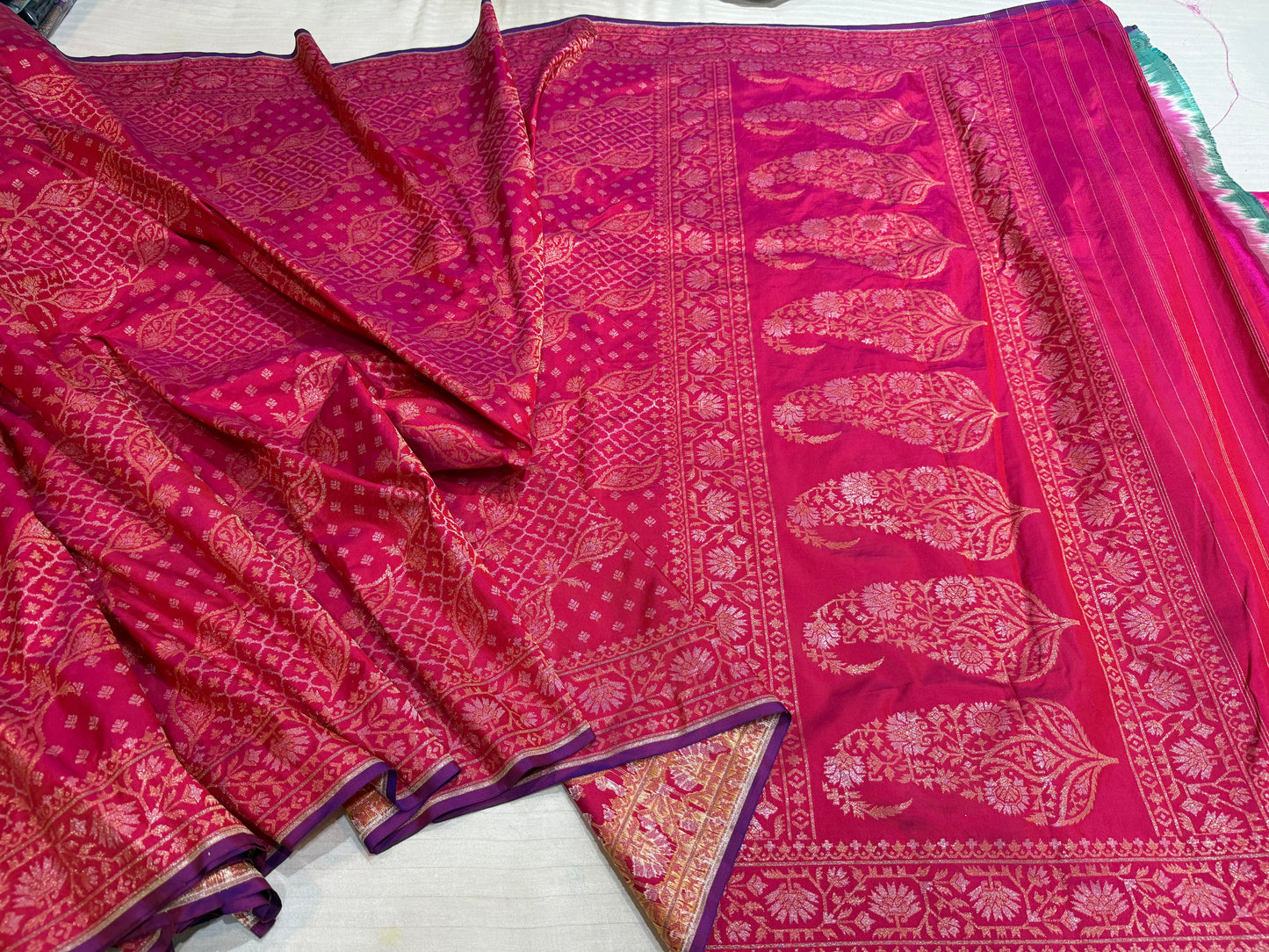 Banarasi Ekatara katan silk Cutwork jamdni with Elegant Border Handloom Saree