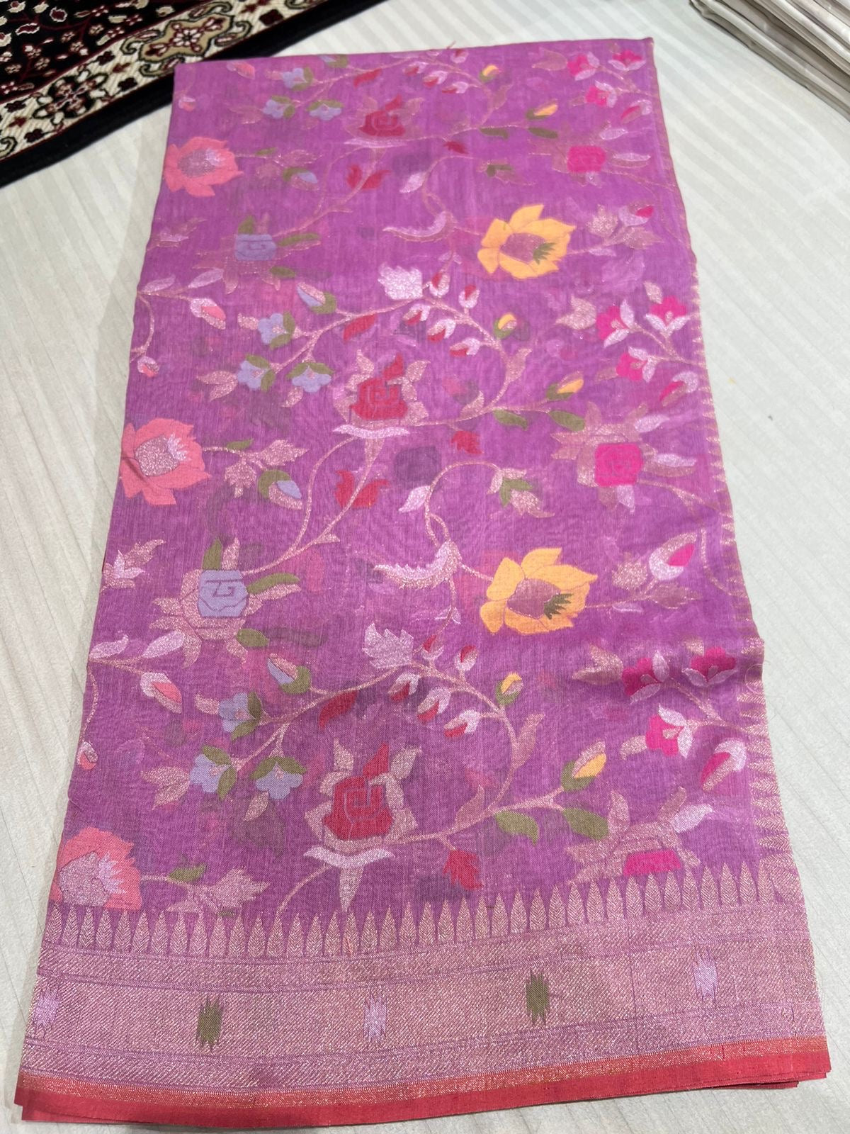 Banarasi Cotton katwork jamdani with Elegant Border Handloom Saree