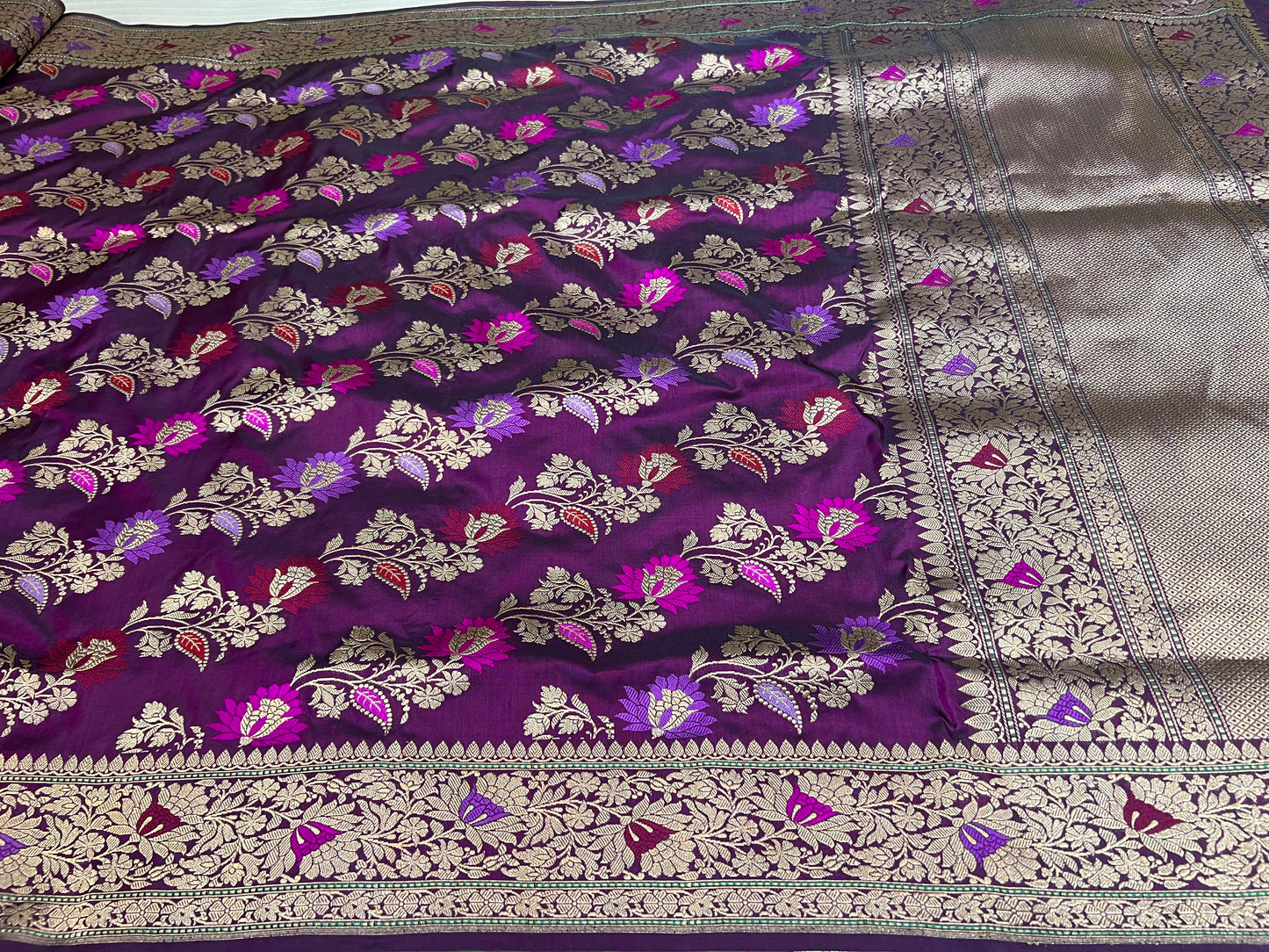 Handwoven katan silk kaduwa Alfi Jangla saree
