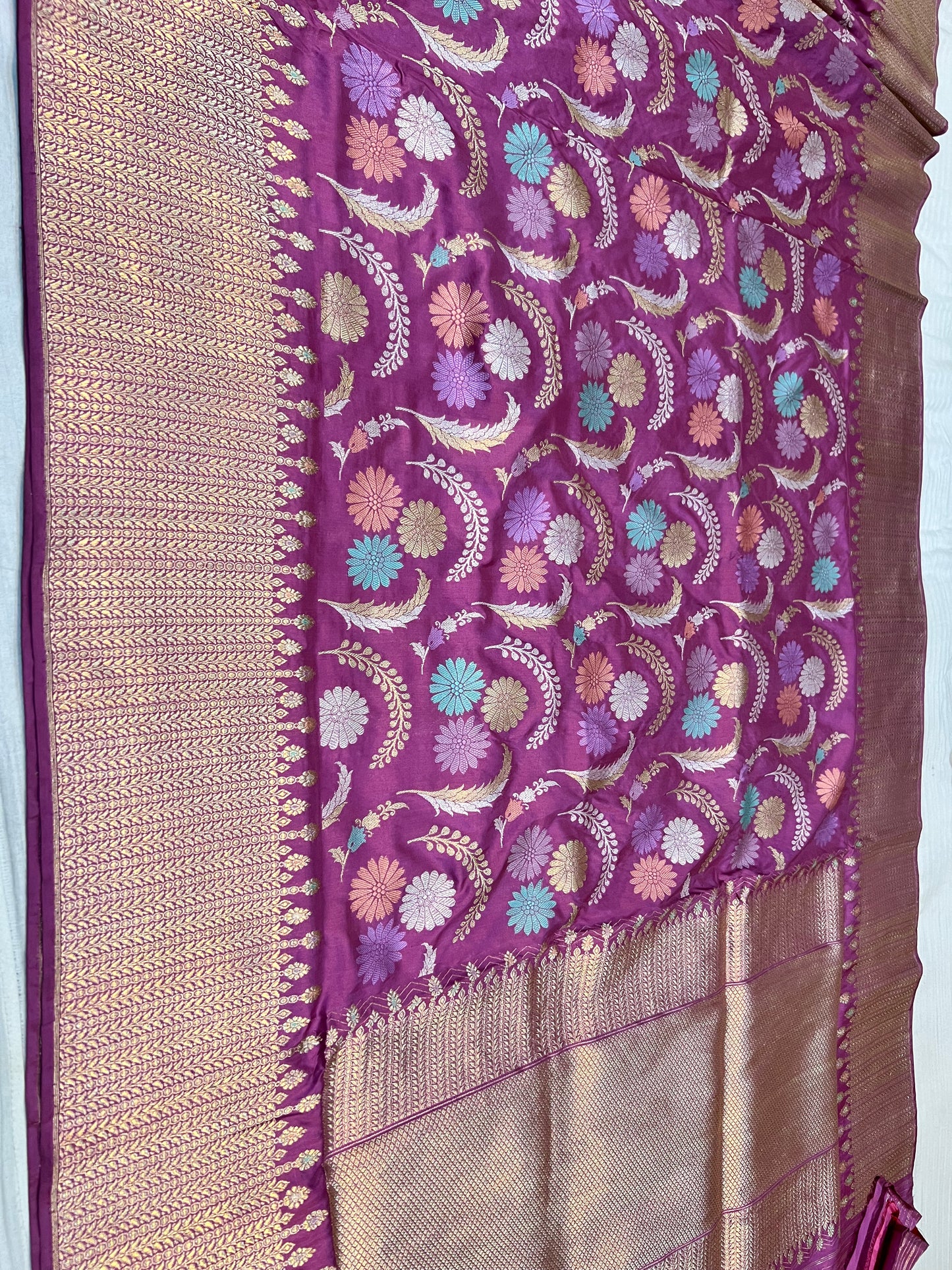 Handwoven katan silk kaduwa Alfi Jangla saree