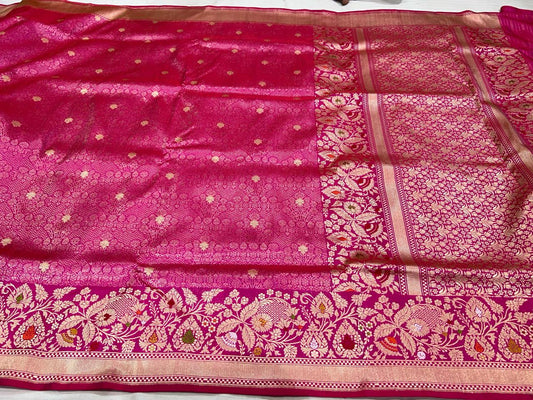Banarasi Handloom Kadhua Ranipink Banarasi Saree