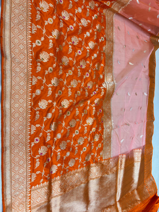 Banarasi Handloom Kadhua half silk half kora silk saree