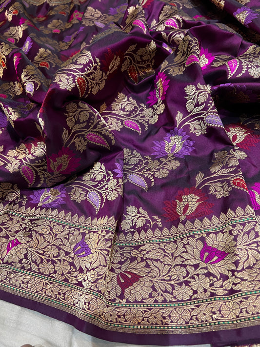 Handwoven katan silk kaduwa Alfi Jangla saree