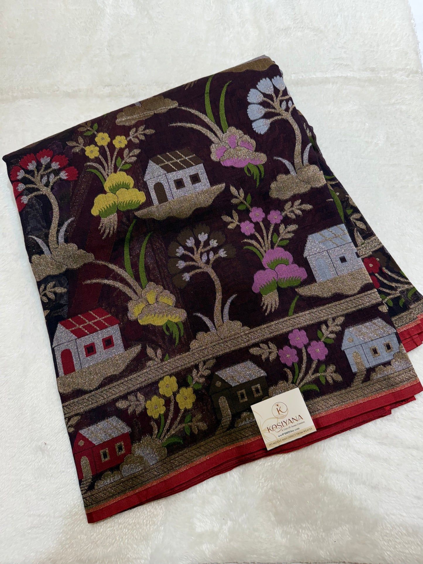 Black Jamdani Kutwork Mina Border Mina Village Design Saree