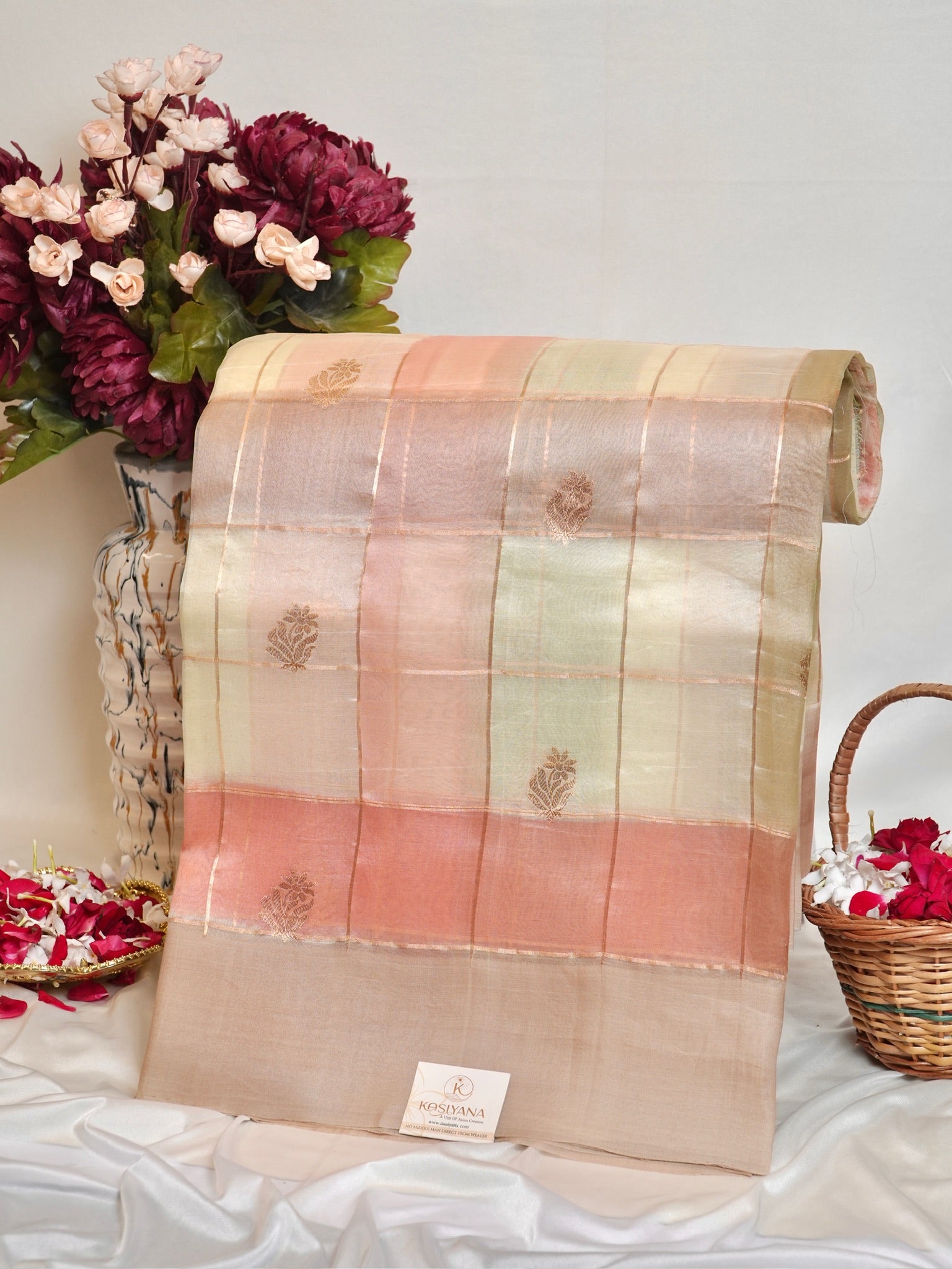 Ivory Handwoven Rangkaat Kora Silk Saree