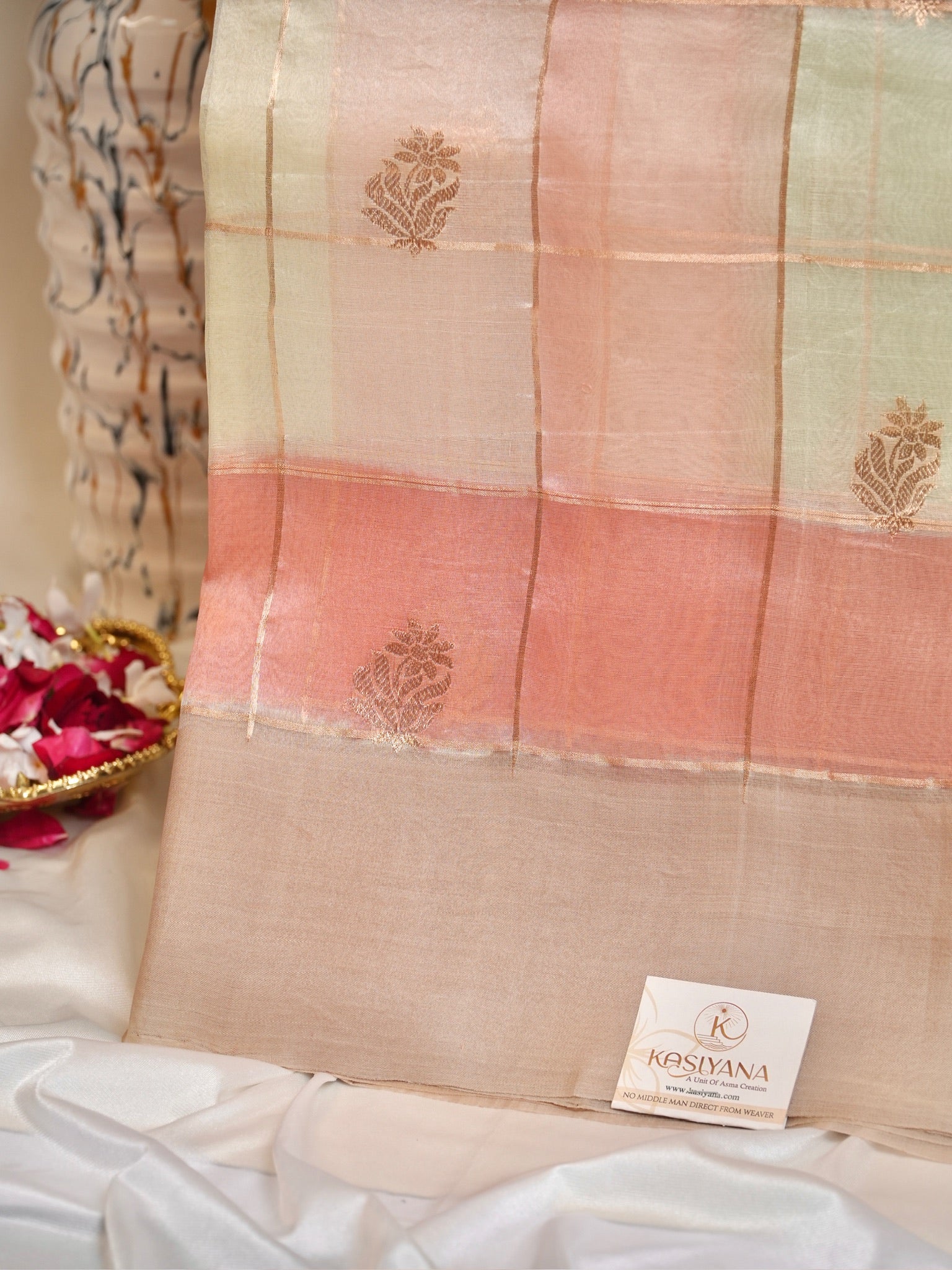 Ivory Handwoven Rangkaat Kora Silk Saree