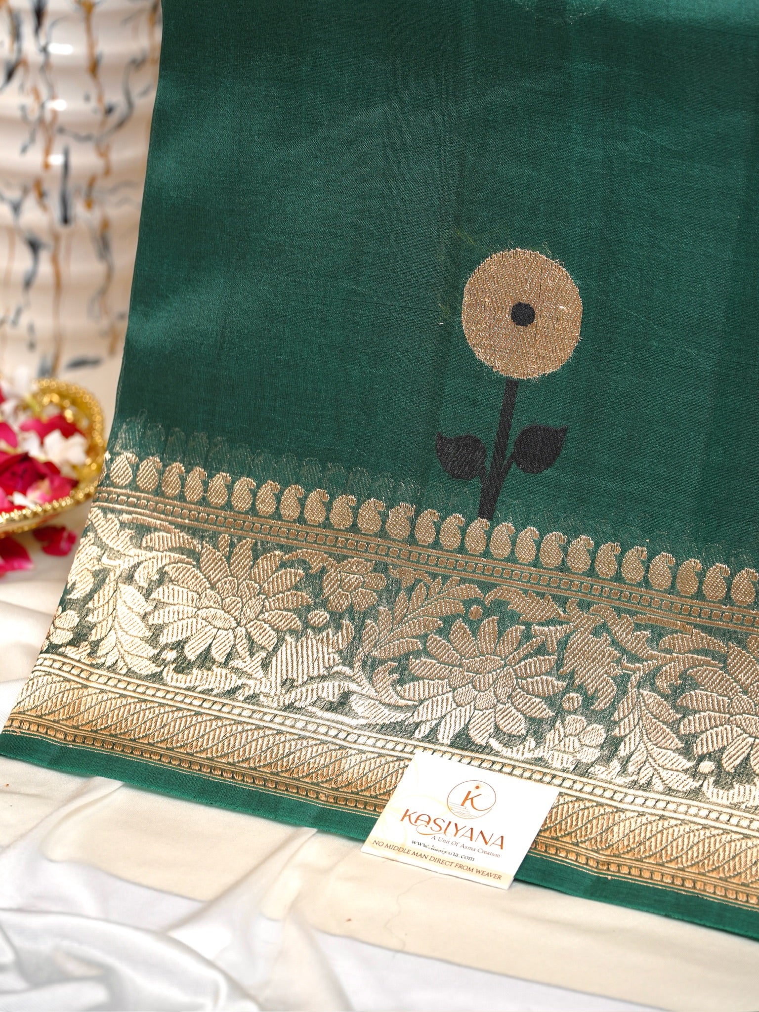 Bottle Handwoven Kora Silk Saree