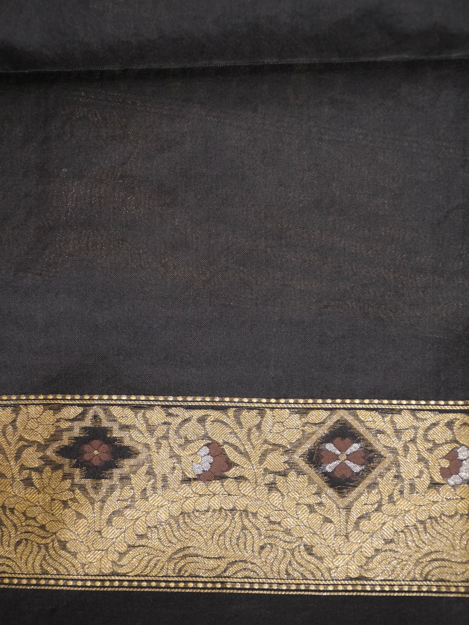 Black Elegant Kora Jamdani Silk Saree | Handwoven Floral Zari Work