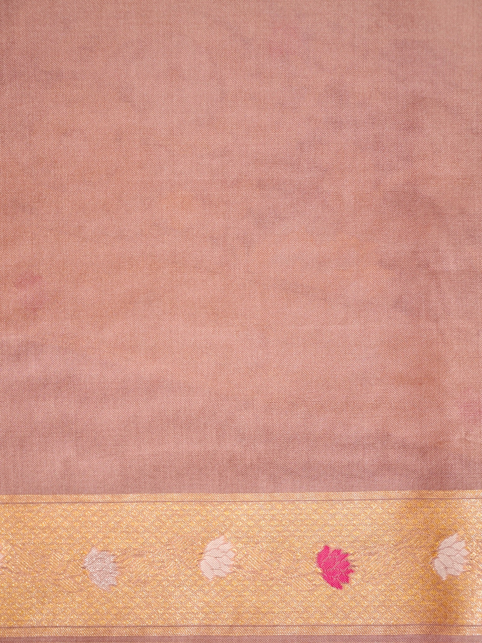 Mauve Pink Elegant Kora Jamdani Silk Saree | Handwoven Floral Zari Work