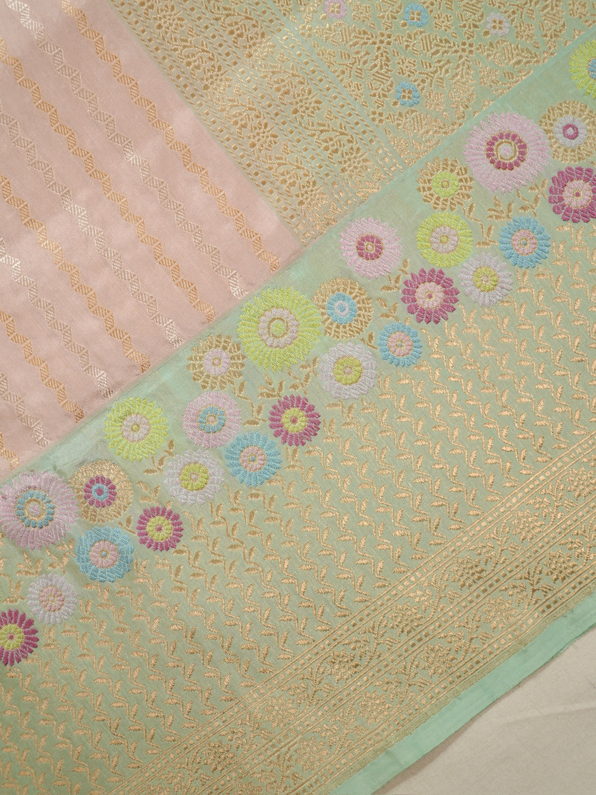 Pure Katan Silk Kadiyal Border Banarasi handwoven Saree