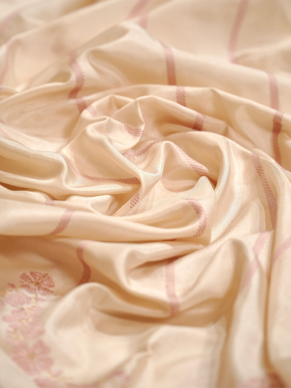 Ivory Pure Katan Silk Border Banarasi handwoven Saree