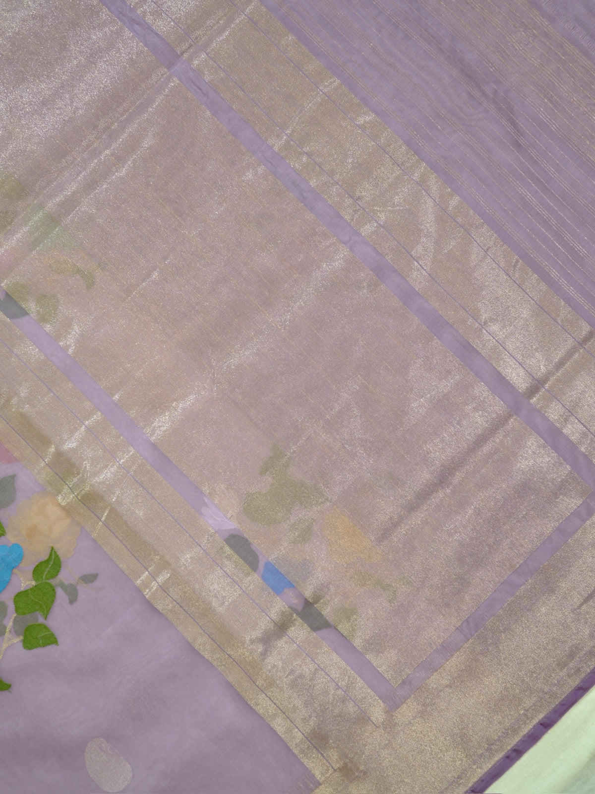 Pure Kora Silk Jamdani Saree in Lavender With Skrt Border Handwoven Saree