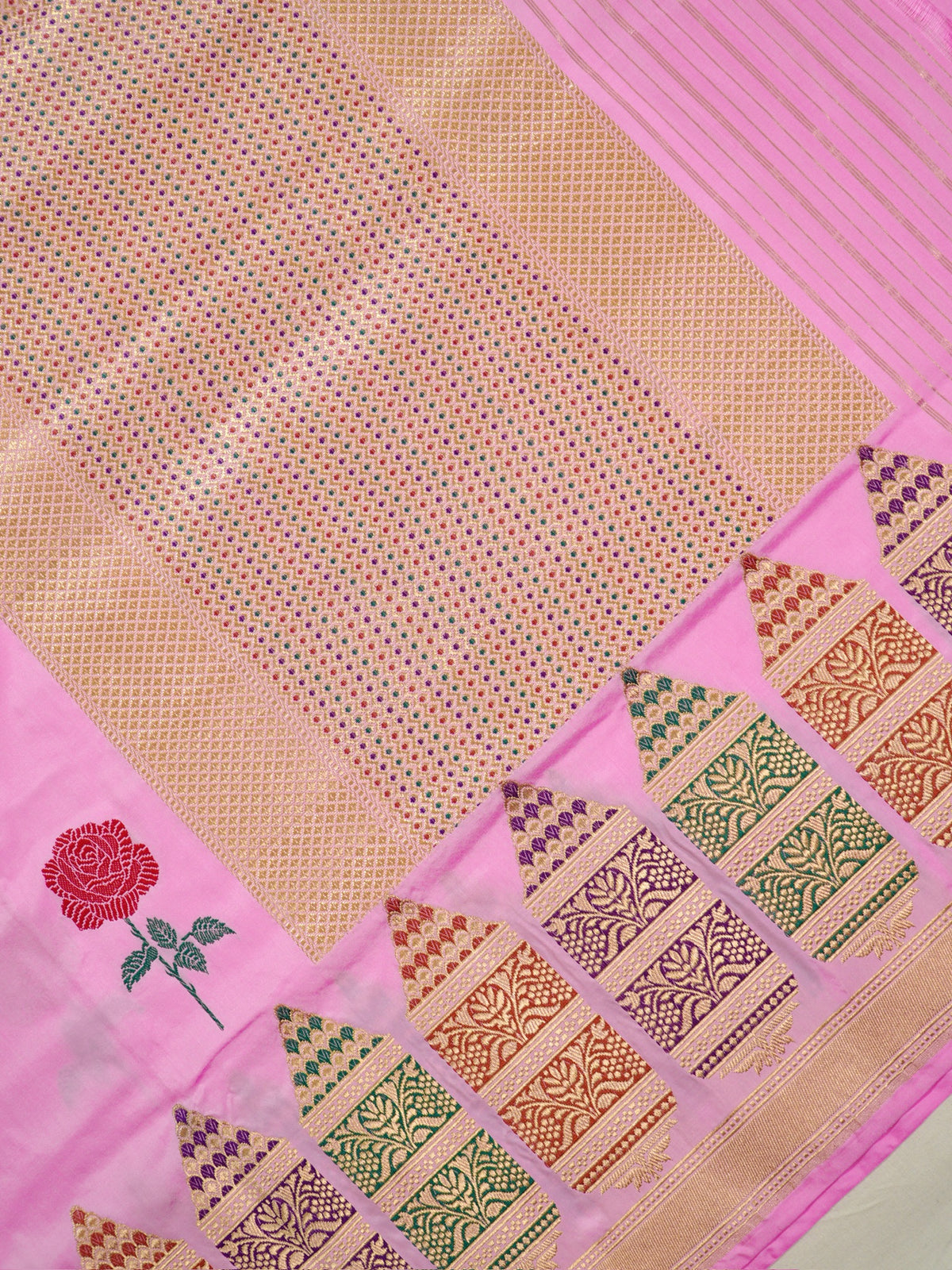 Pink Pure Katan Silk Border Banarasi handwoven Saree