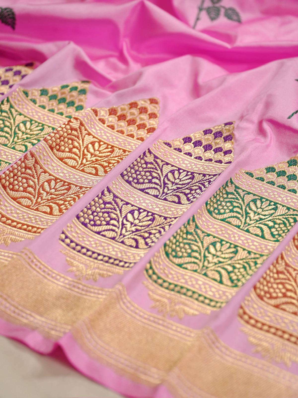 Pink Pure Katan Silk Border Banarasi handwoven Saree