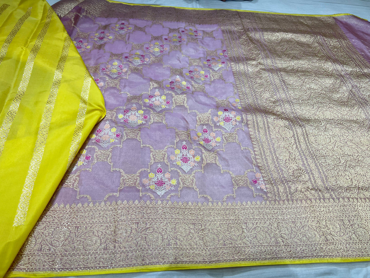 Pure Banarasi Khaduwa Tissue KoraSilk Handloom Saree