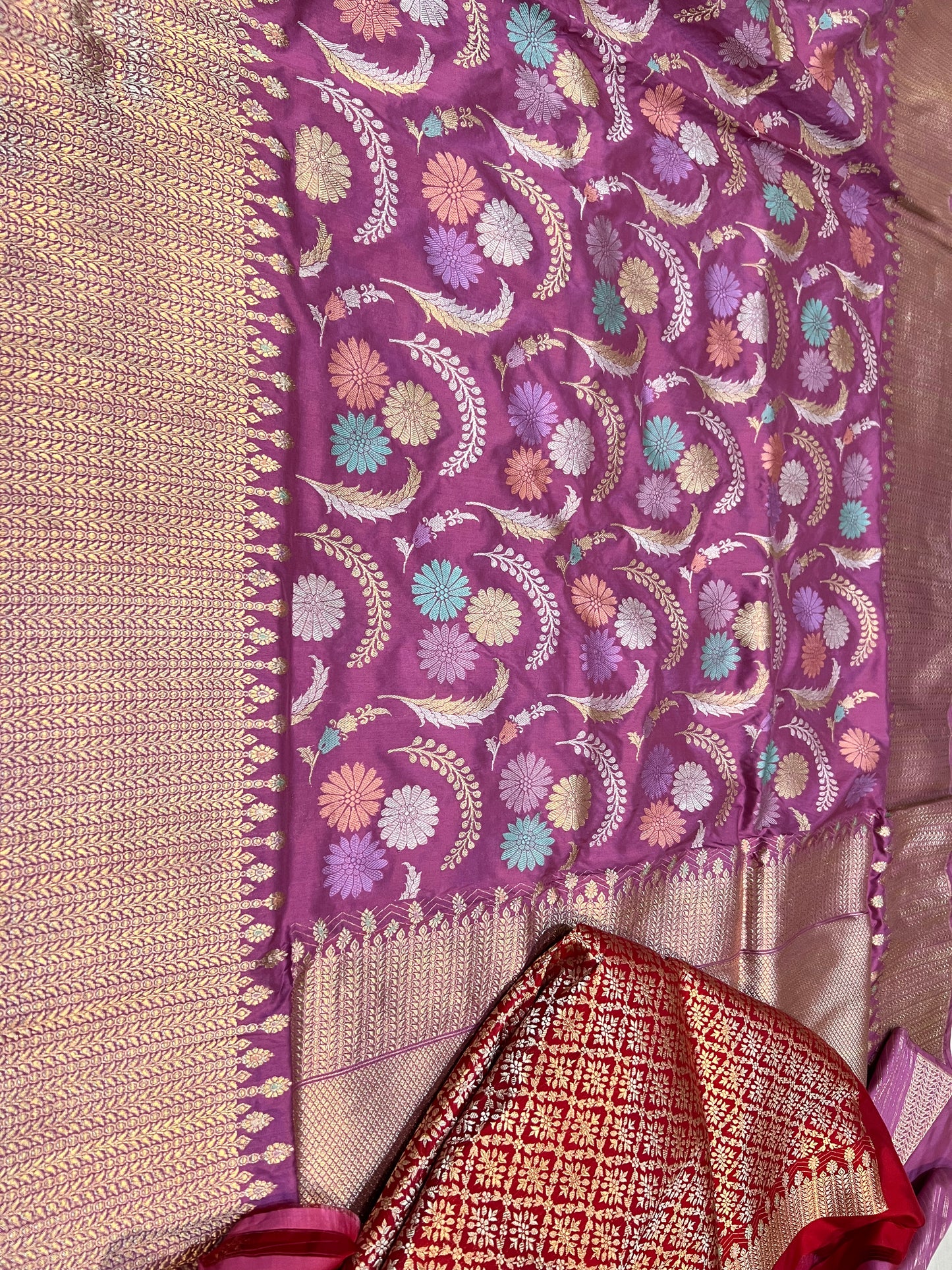 Handwoven katan silk kaduwa Alfi Jangla saree