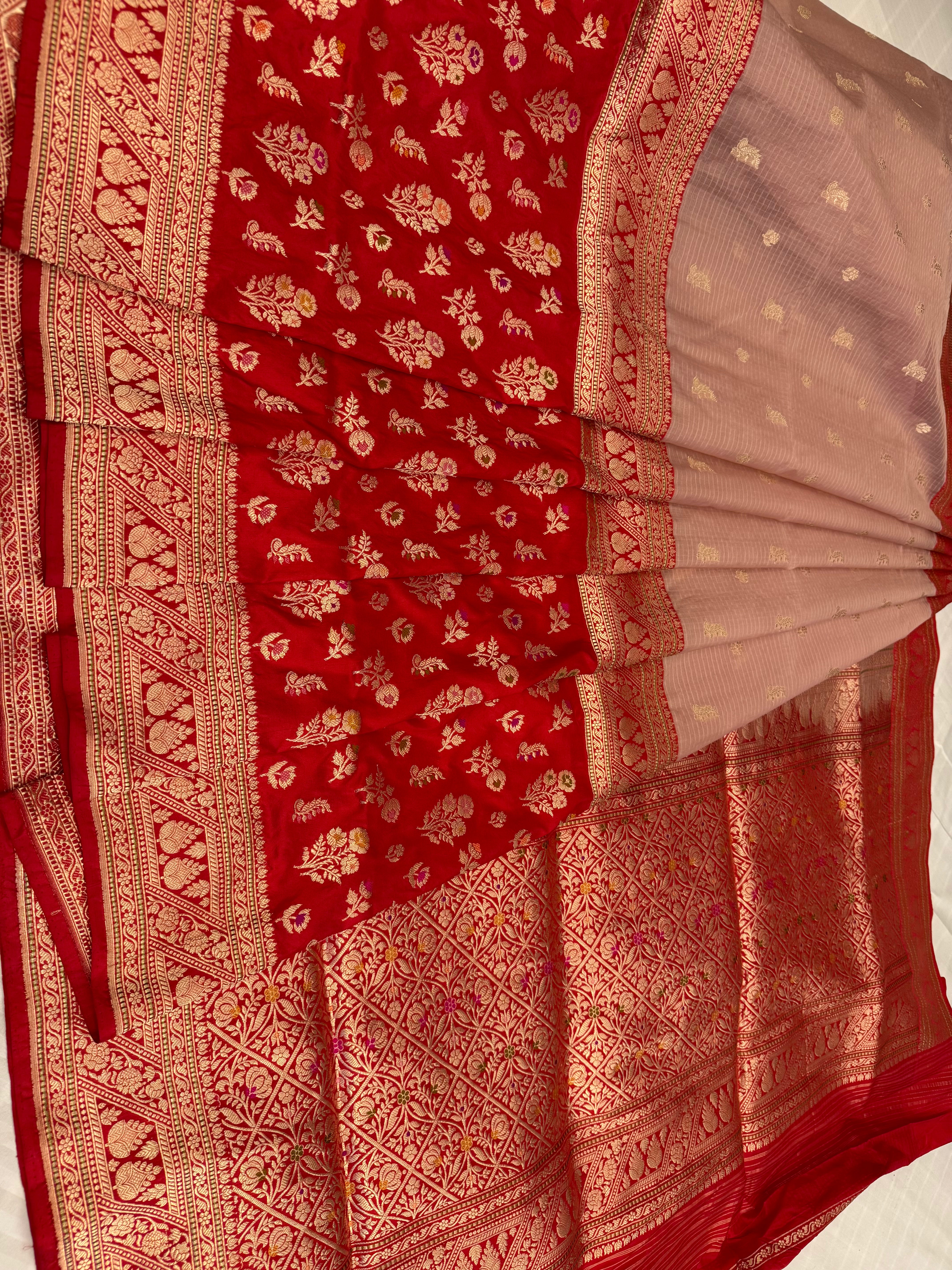 Half-Half katan silk & kora silk kaduwa Jall jangla