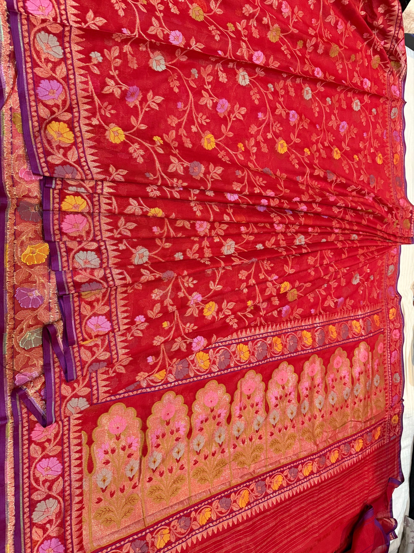 Banarasi Cotton katwork jamdani with Elegant Border Handloom Saree