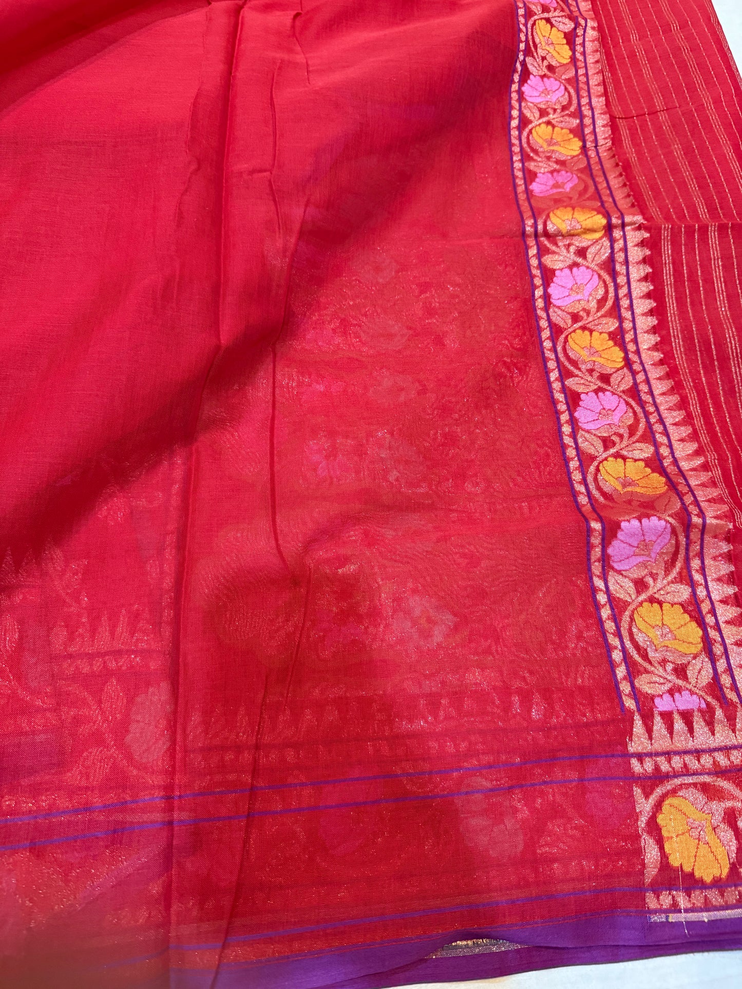 Banarasi Cotton katwork jamdani with Elegant Border Handloom Saree