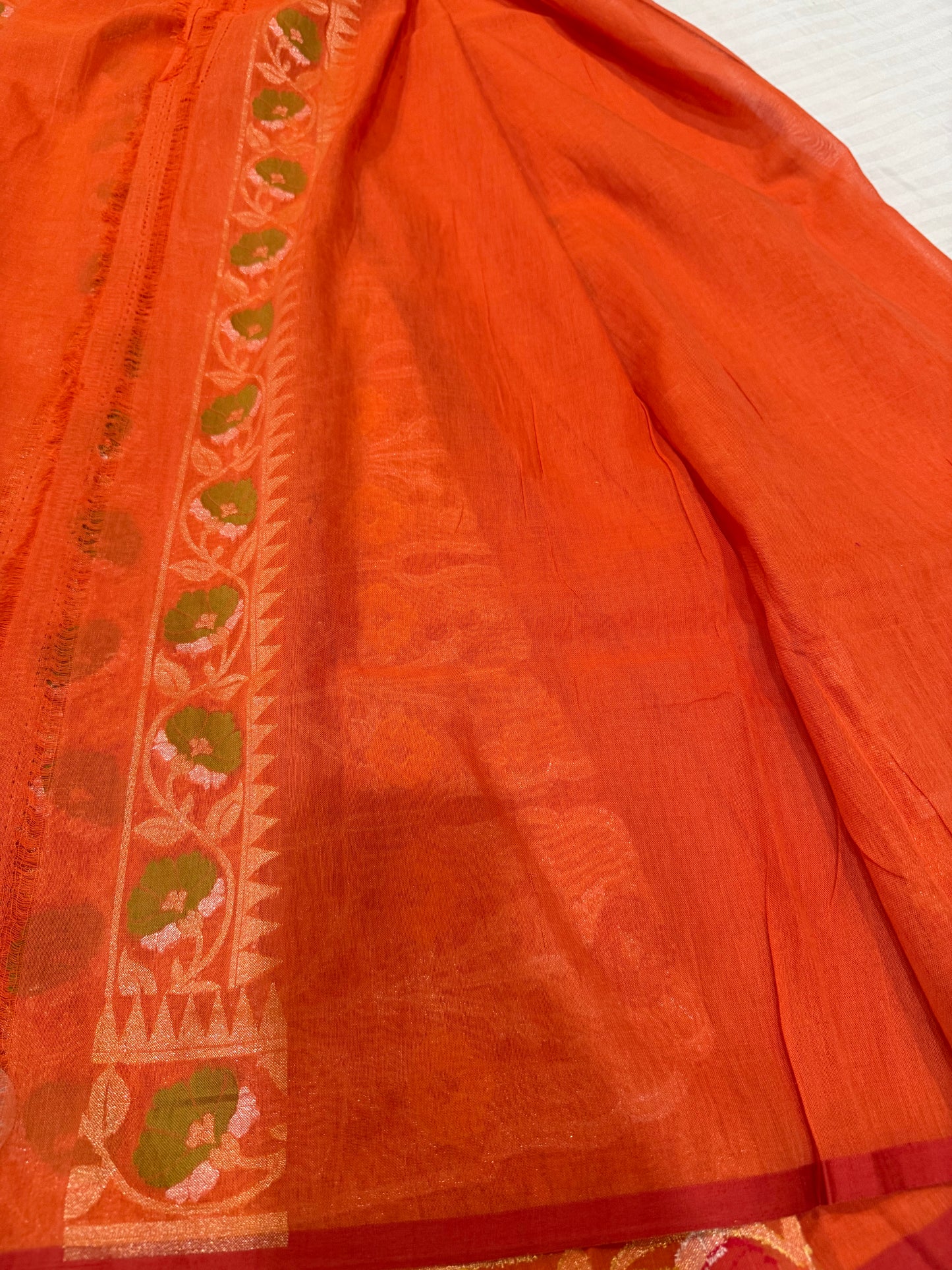 Banarasi Cotton katwork jamdani with Elegant Border Handloom Saree