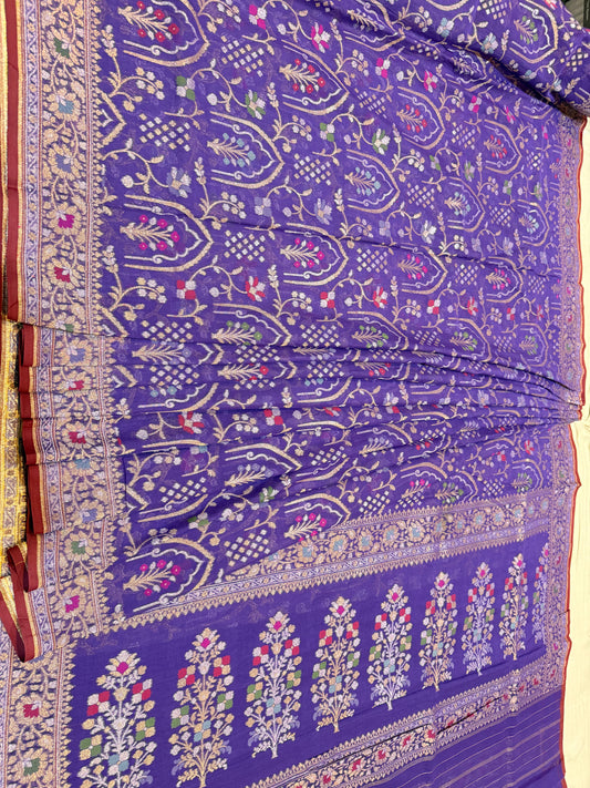 Banarasi Cotton katwork jamdani with Elegant Border Handloom Saree