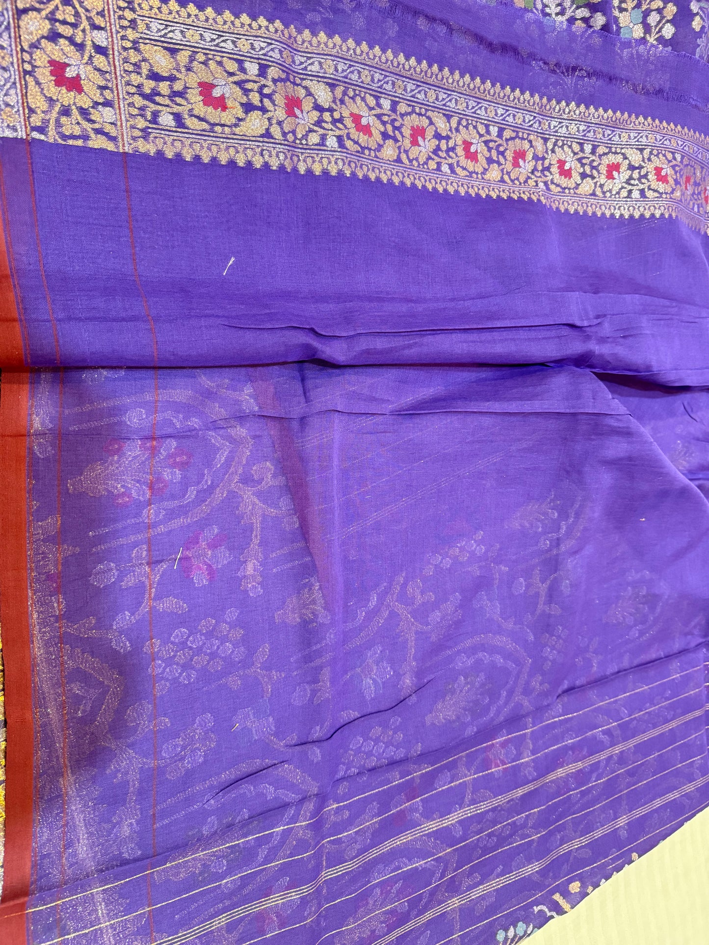 Banarasi Cotton katwork jamdani with Elegant Border Handloom Saree