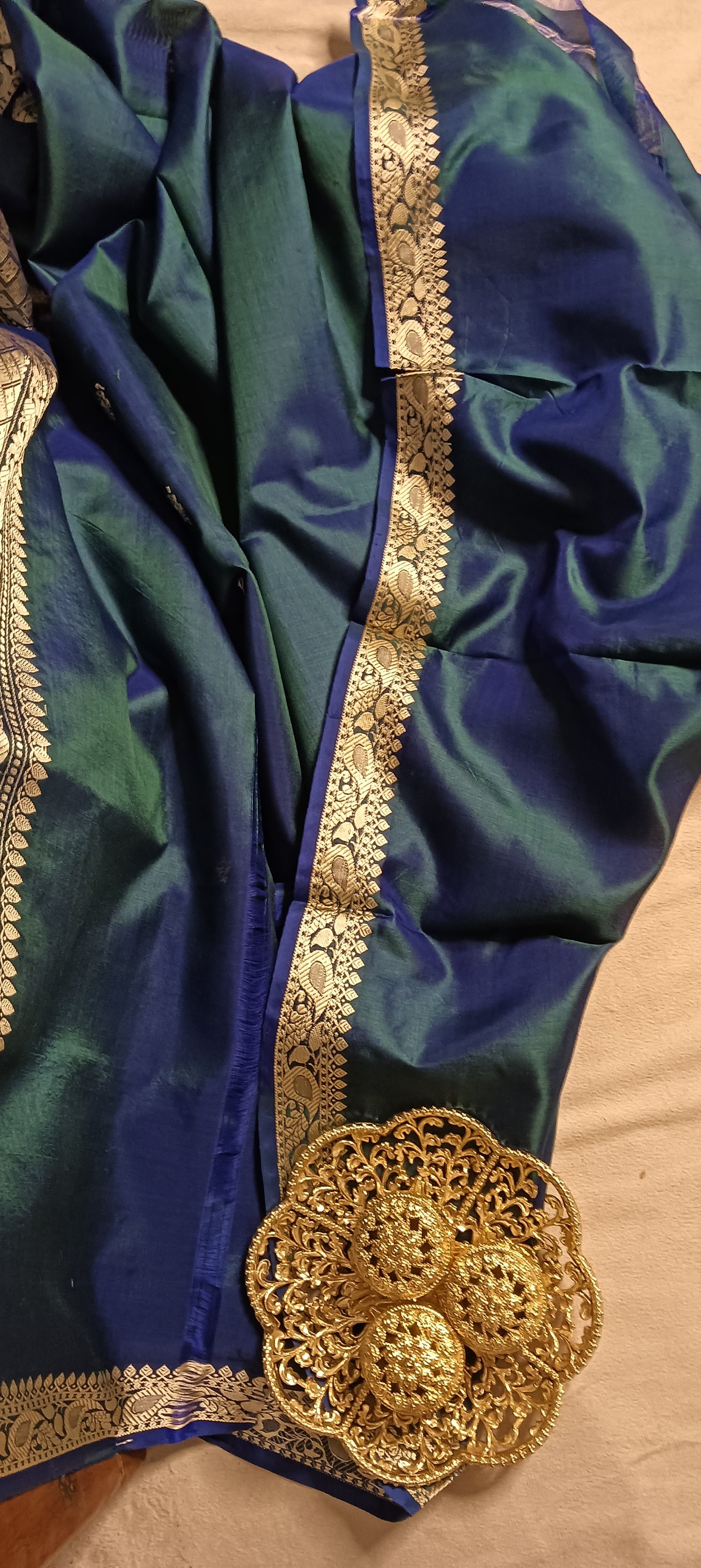 Peacock Green Pure Banarasi Puna Silk Saree
