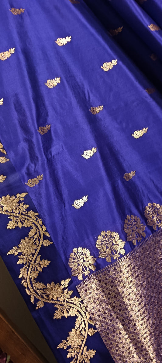 Purple Pure Banarasi Puna Silk Saree