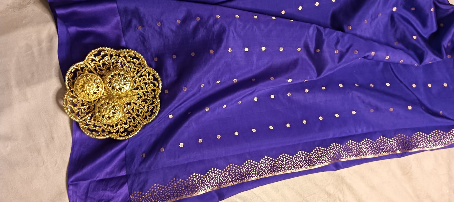 Purple Pure Banarasi Puna Silk Saree
