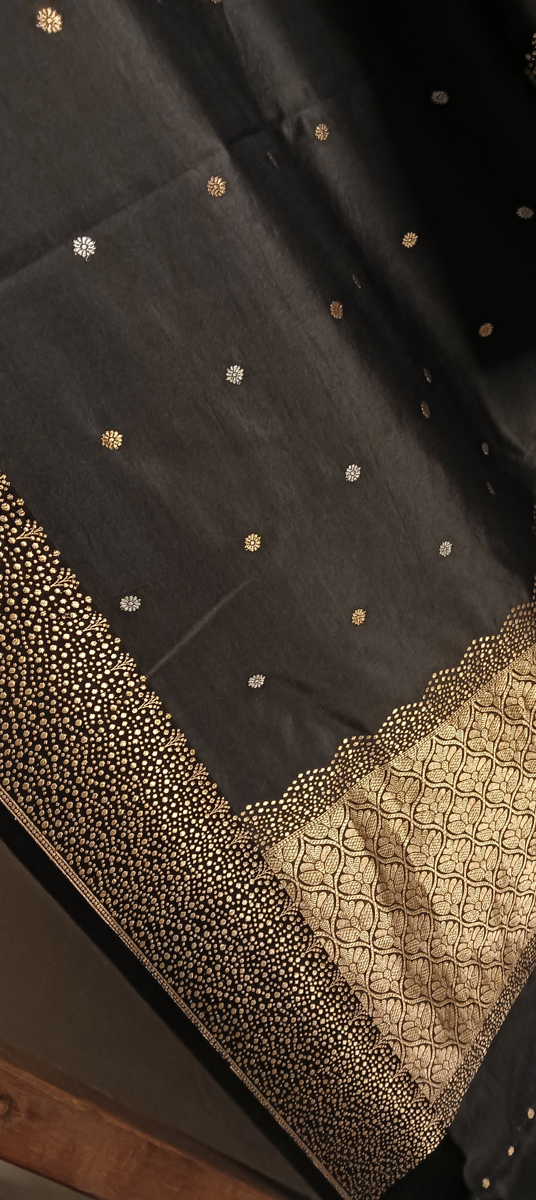 Black Pure Banarasi Puna Silk Saree