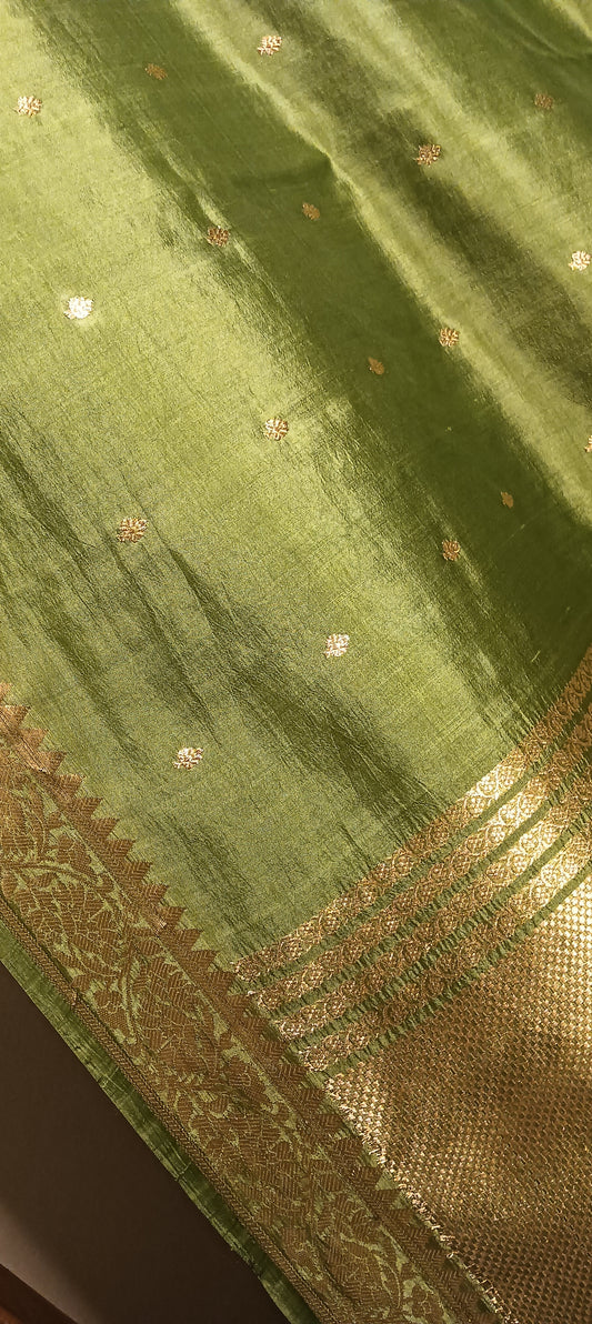 Mehndi Green Pure Banarasi Puna Silk Saree
