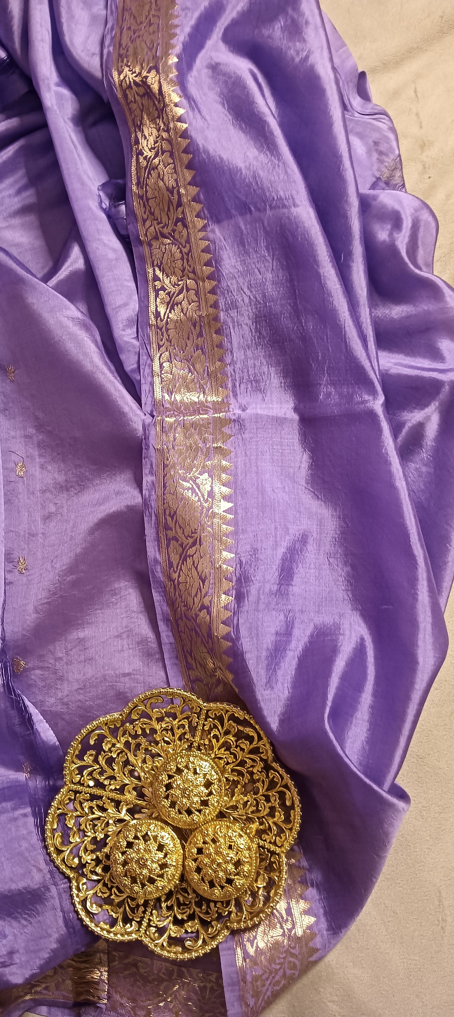 Lavender Pure Banarasi Puna Silk Saree
