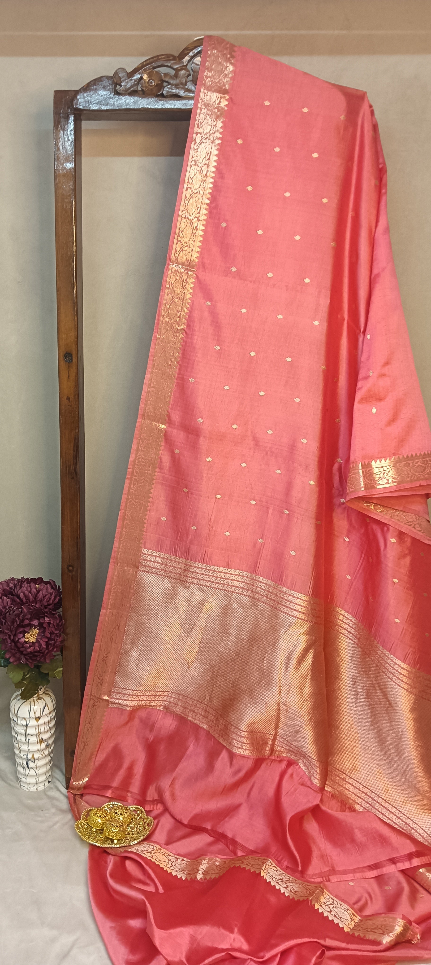 Blush Pink Pure Banarasi Puna Silk Saree
