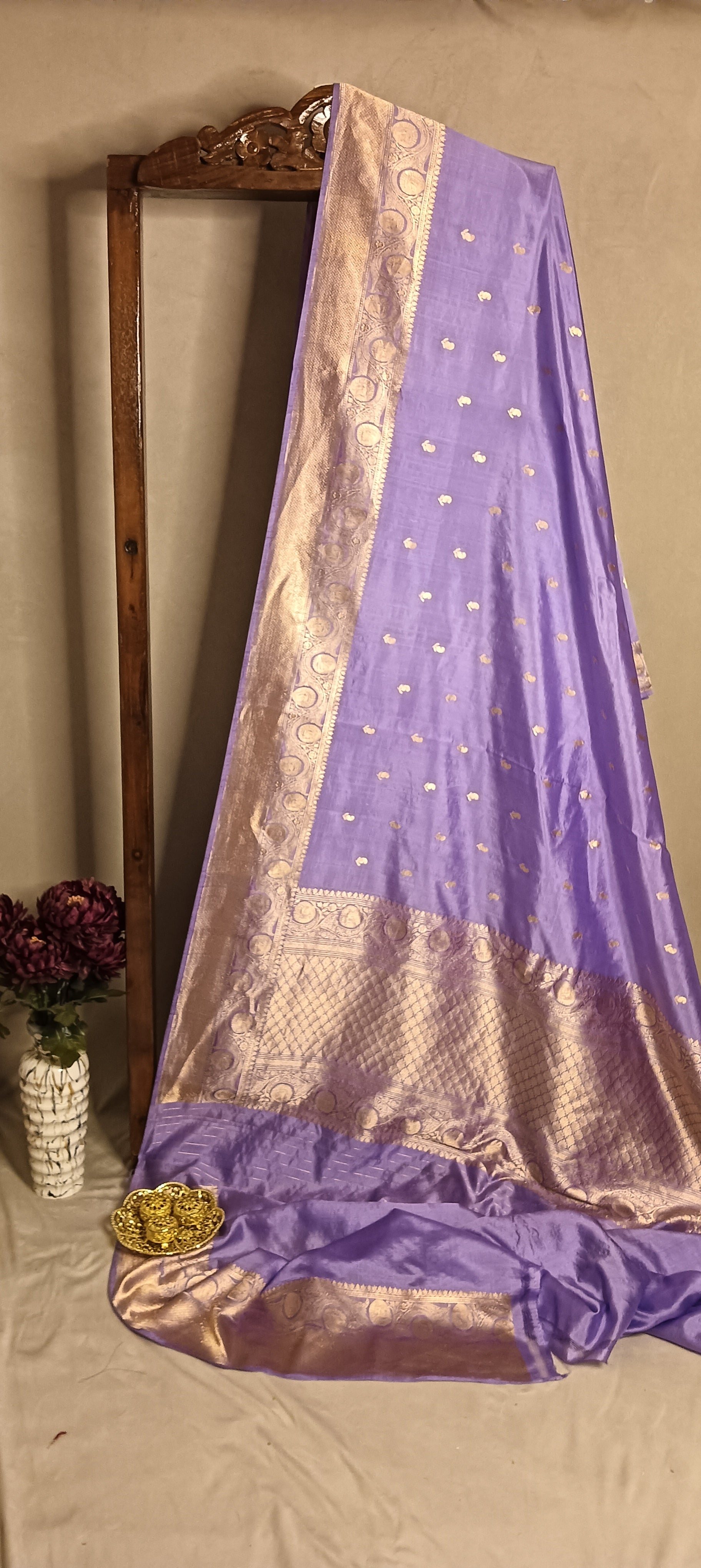 Light Lavender Pure Banarasi Puna Silk Saree