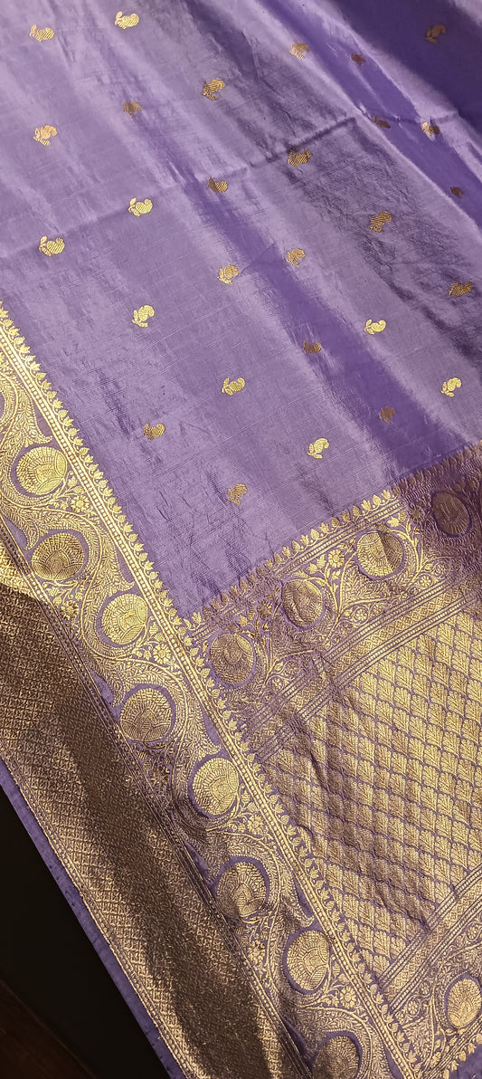 Light Lavender Pure Banarasi Puna Silk Saree
