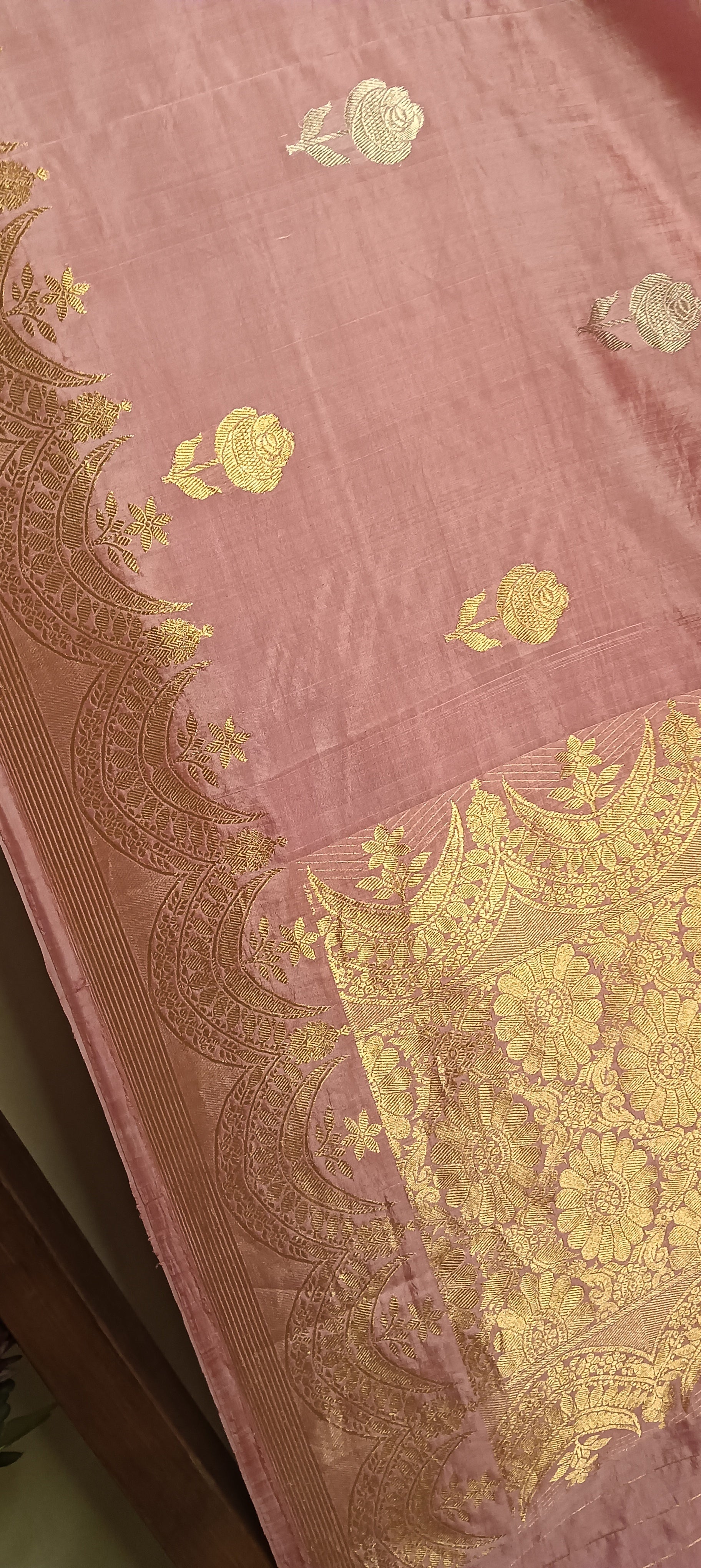 Baby Pink Pure Banarasi Puna Silk Saree