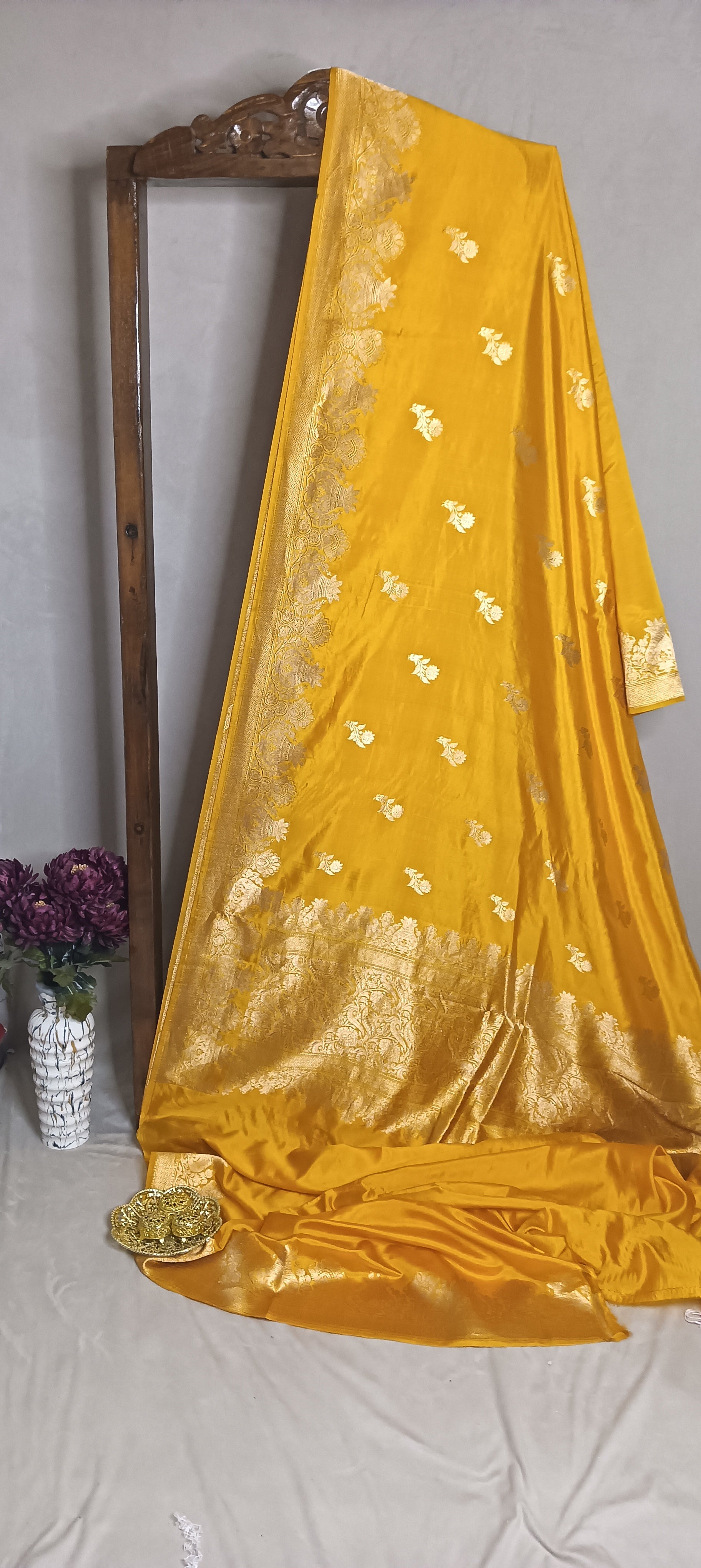 Golden Mustard Pure Banarasi Puna Silk Saree