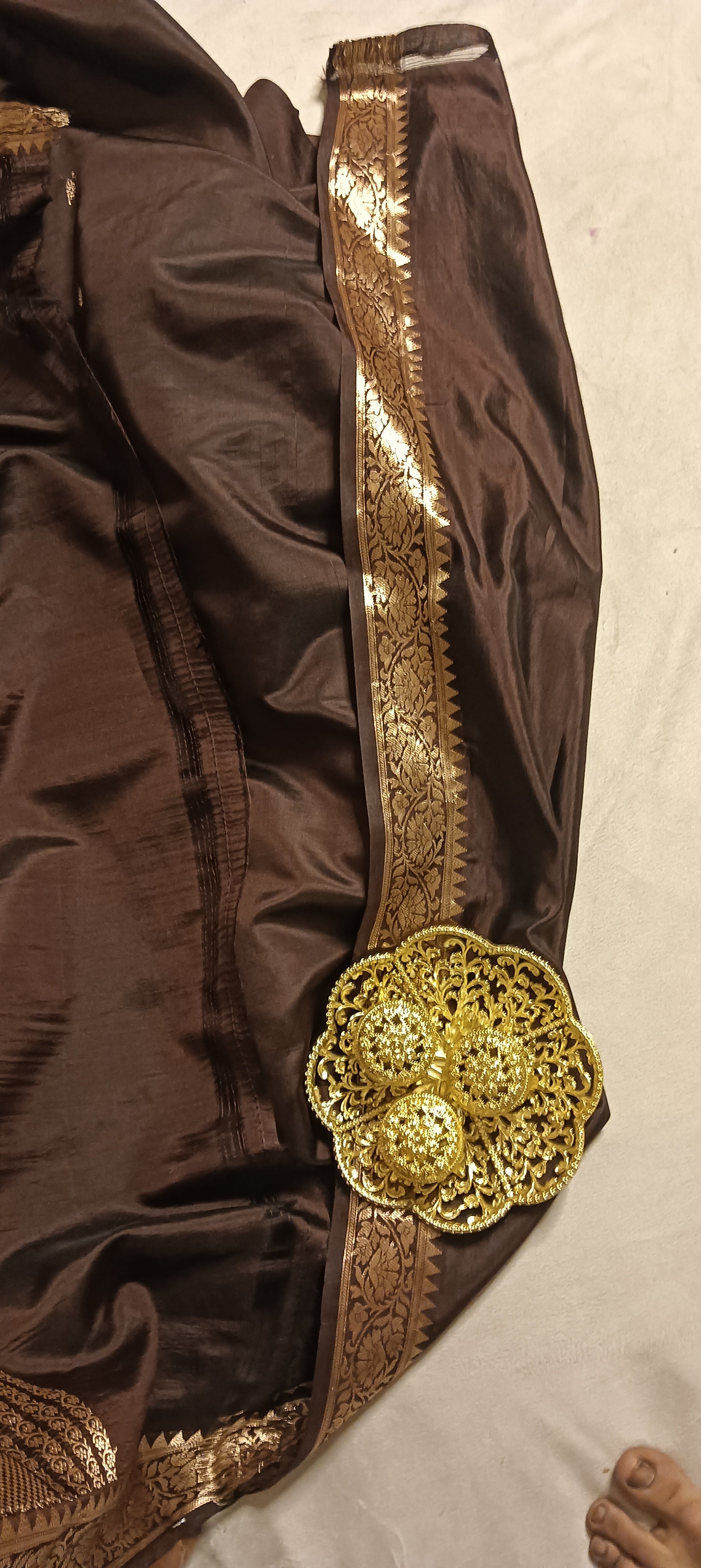 Espresso Brown Pure Banarasi Puna Silk Saree