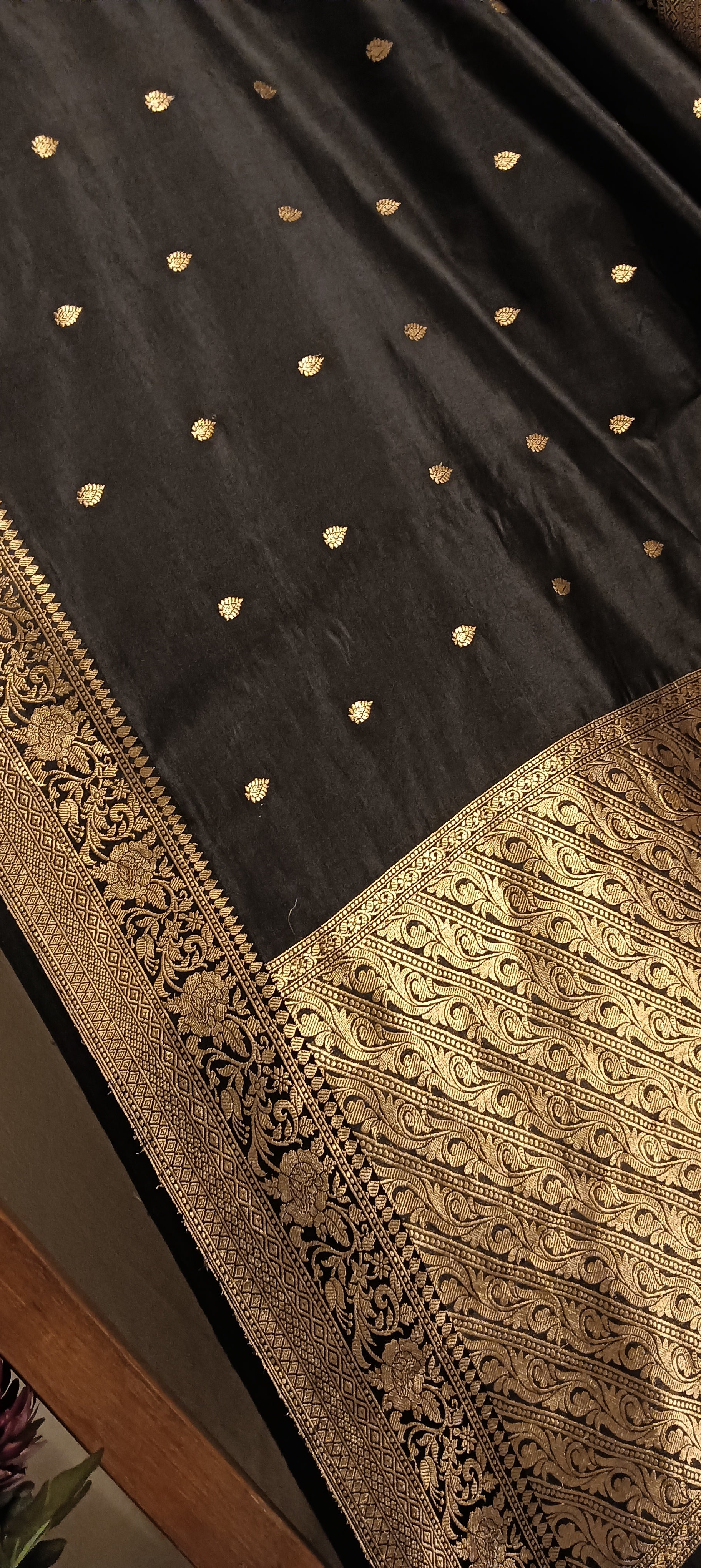 Black Pure Banarasi Puna Silk Saree