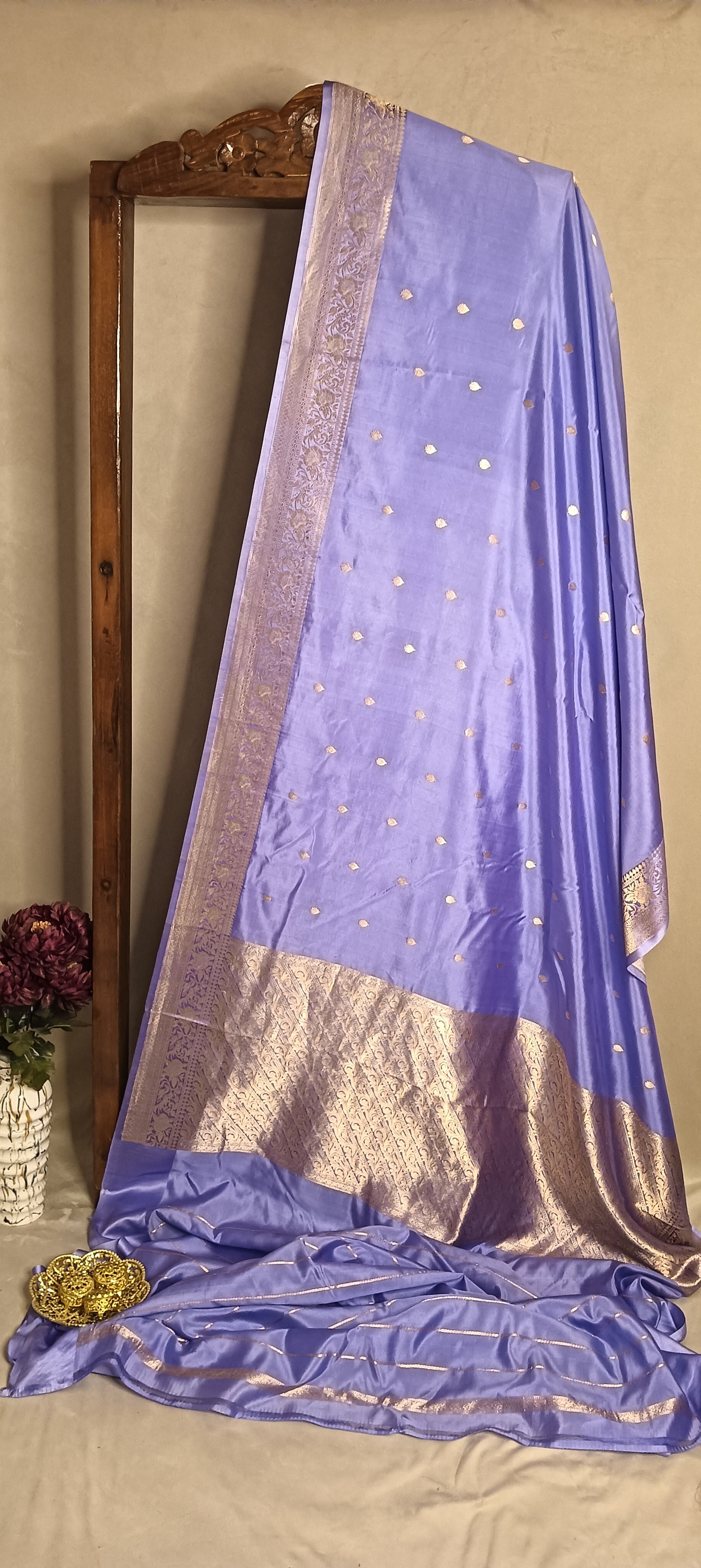 Lavender Pure Banarasi Puna Silk Saree