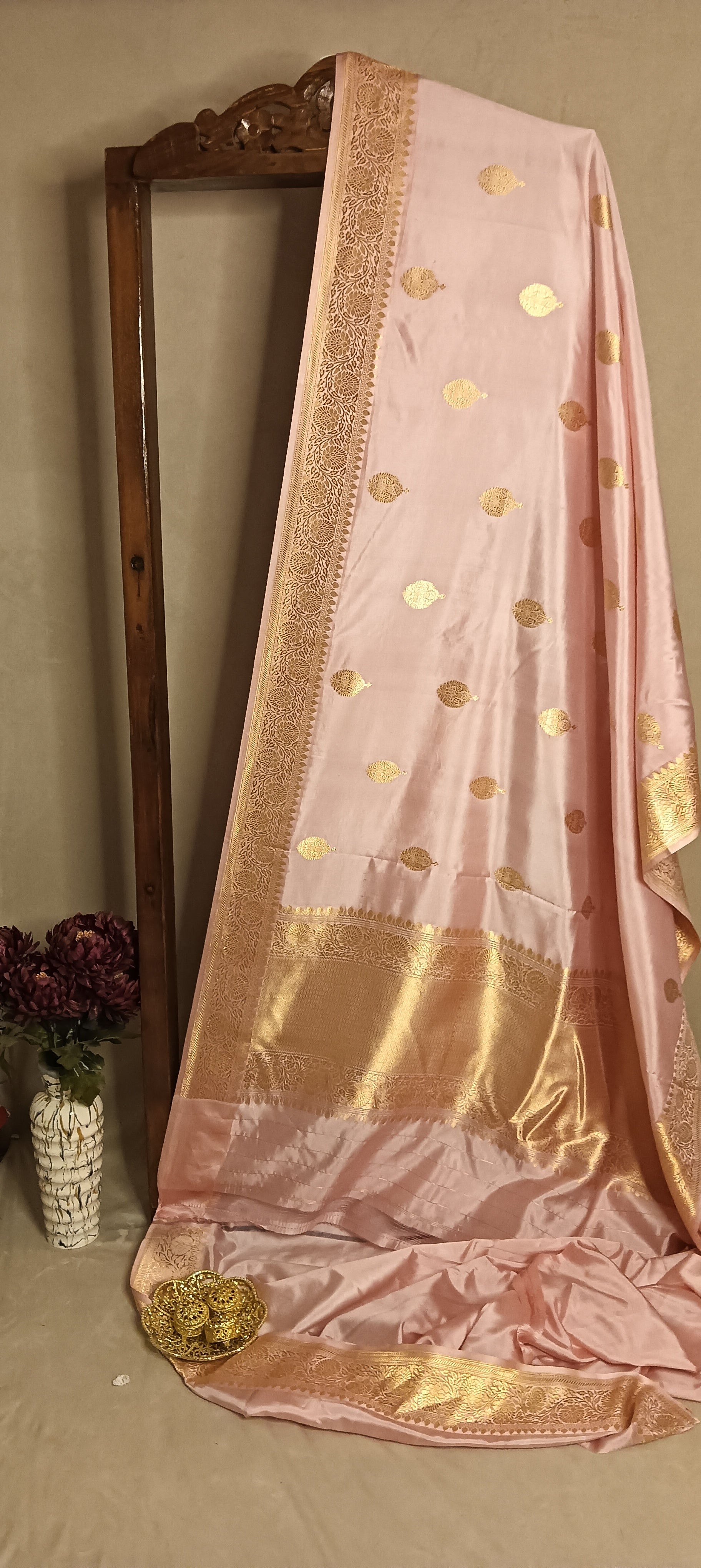Baby Pink Pure Banarasi Puna Silk Saree