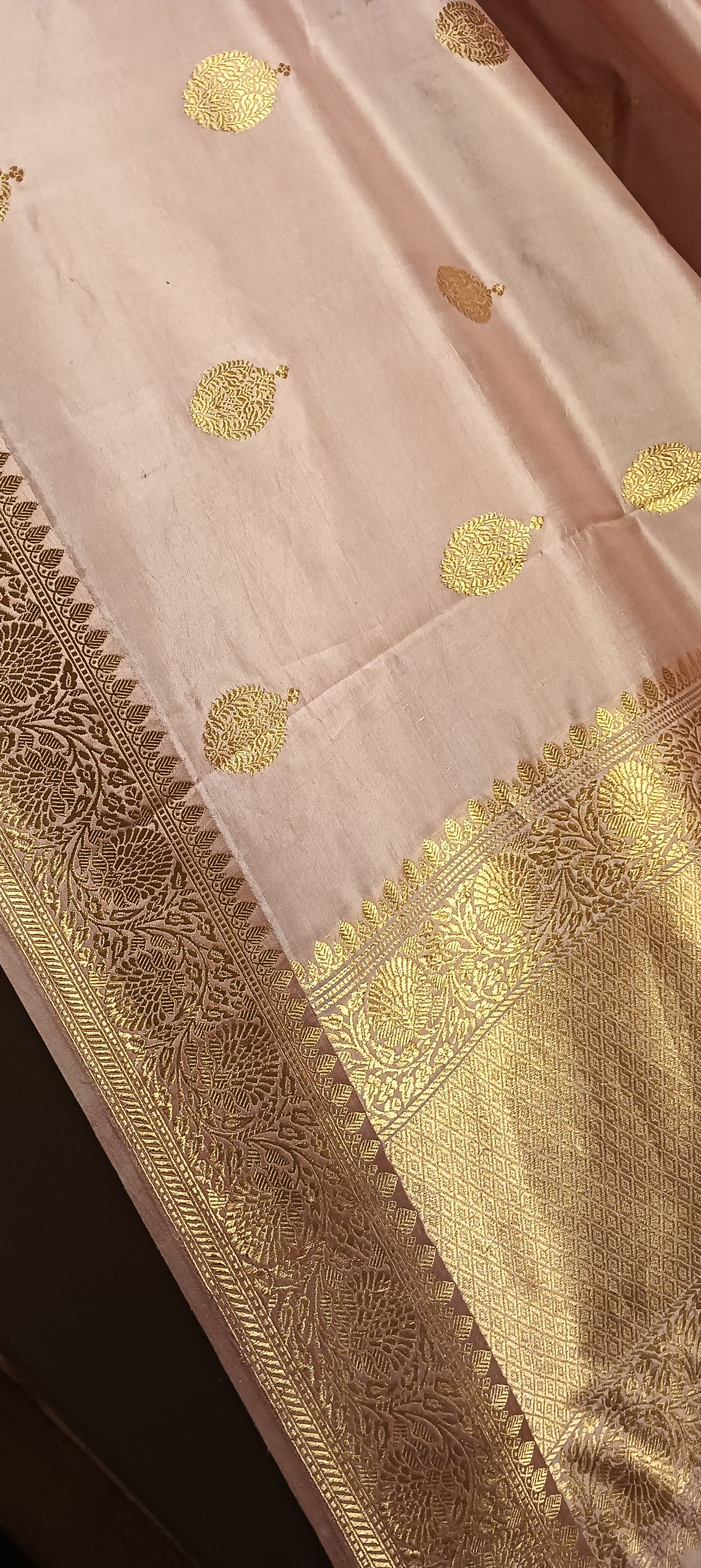 Baby Pink Pure Banarasi Puna Silk Saree
