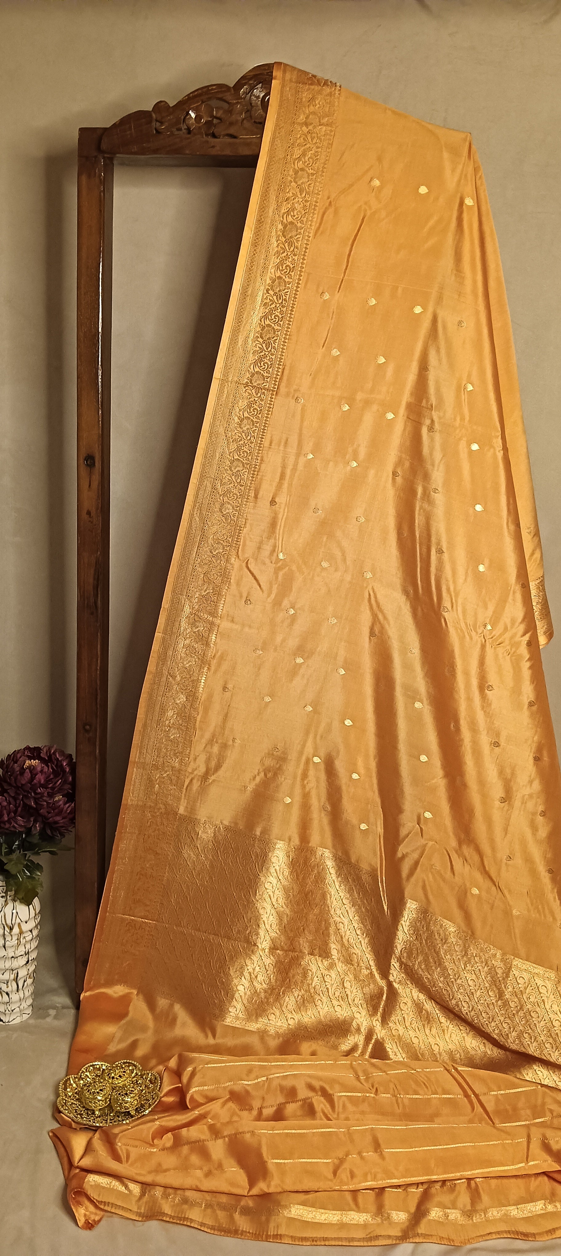 Honey Gold Pure Banarasi Puna Silk Saree