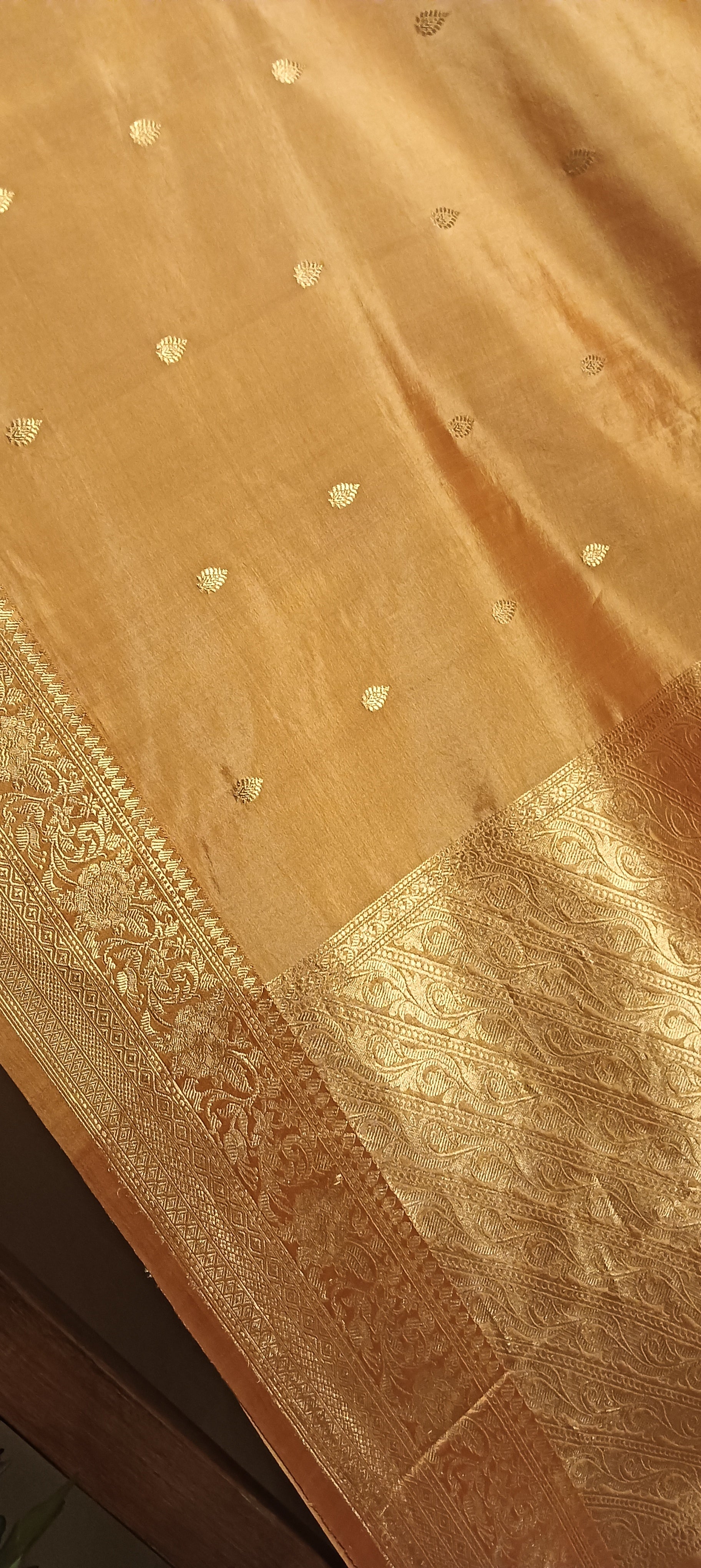 Honey Gold Pure Banarasi Puna Silk Saree
