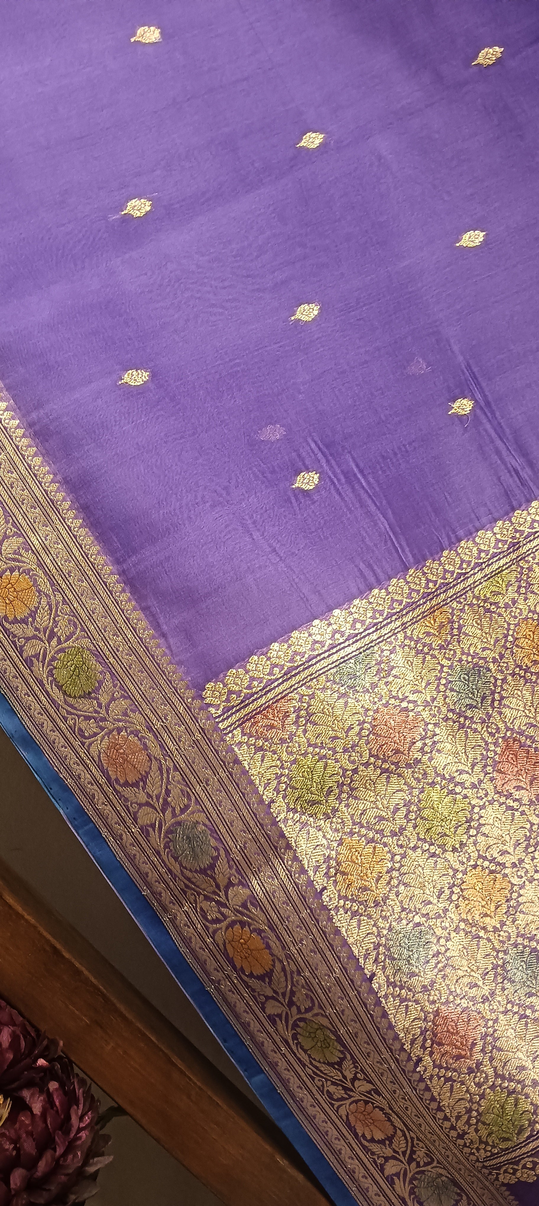 Lavender Pure Kora Organza Banarasi Silk Saree