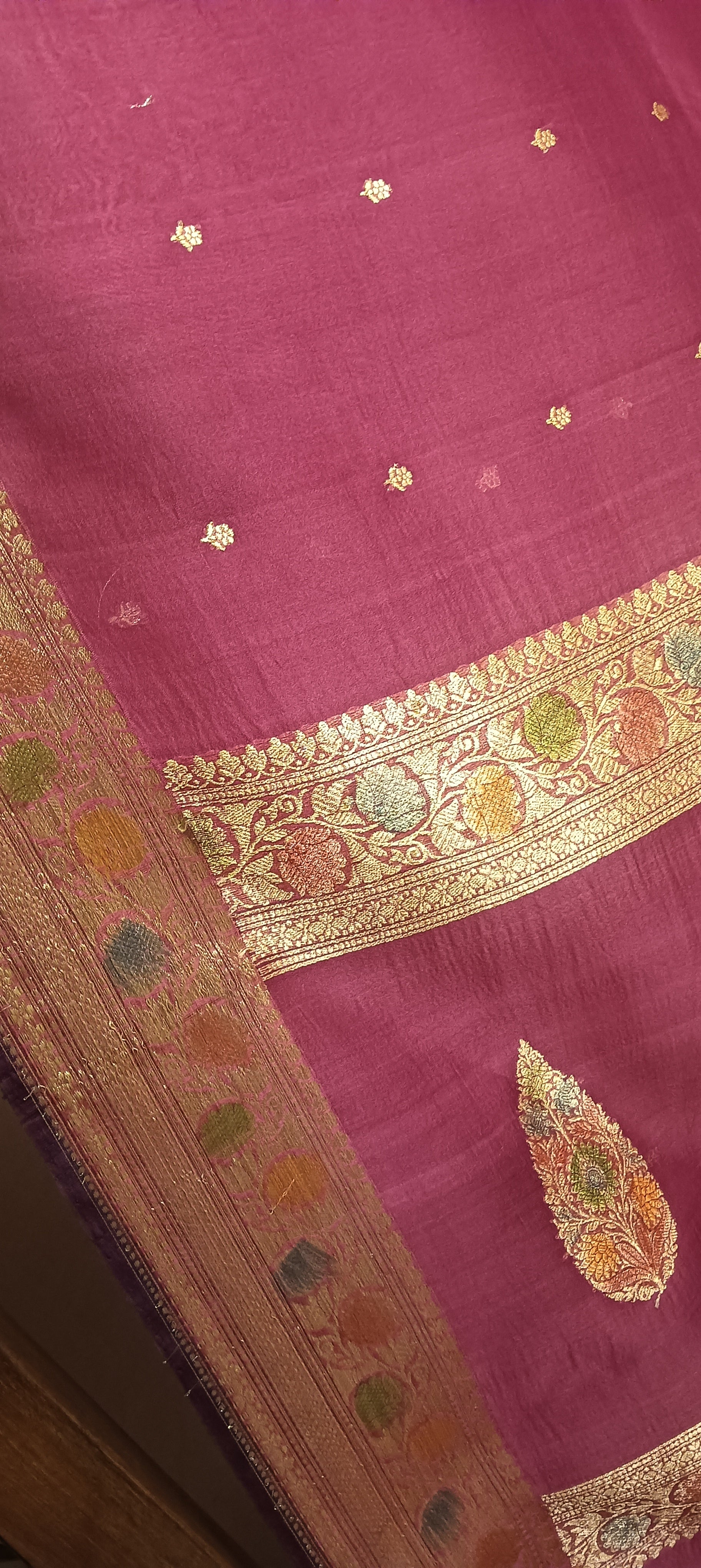 Blush Pink Pure Kora Organza Banarasi Silk Saree