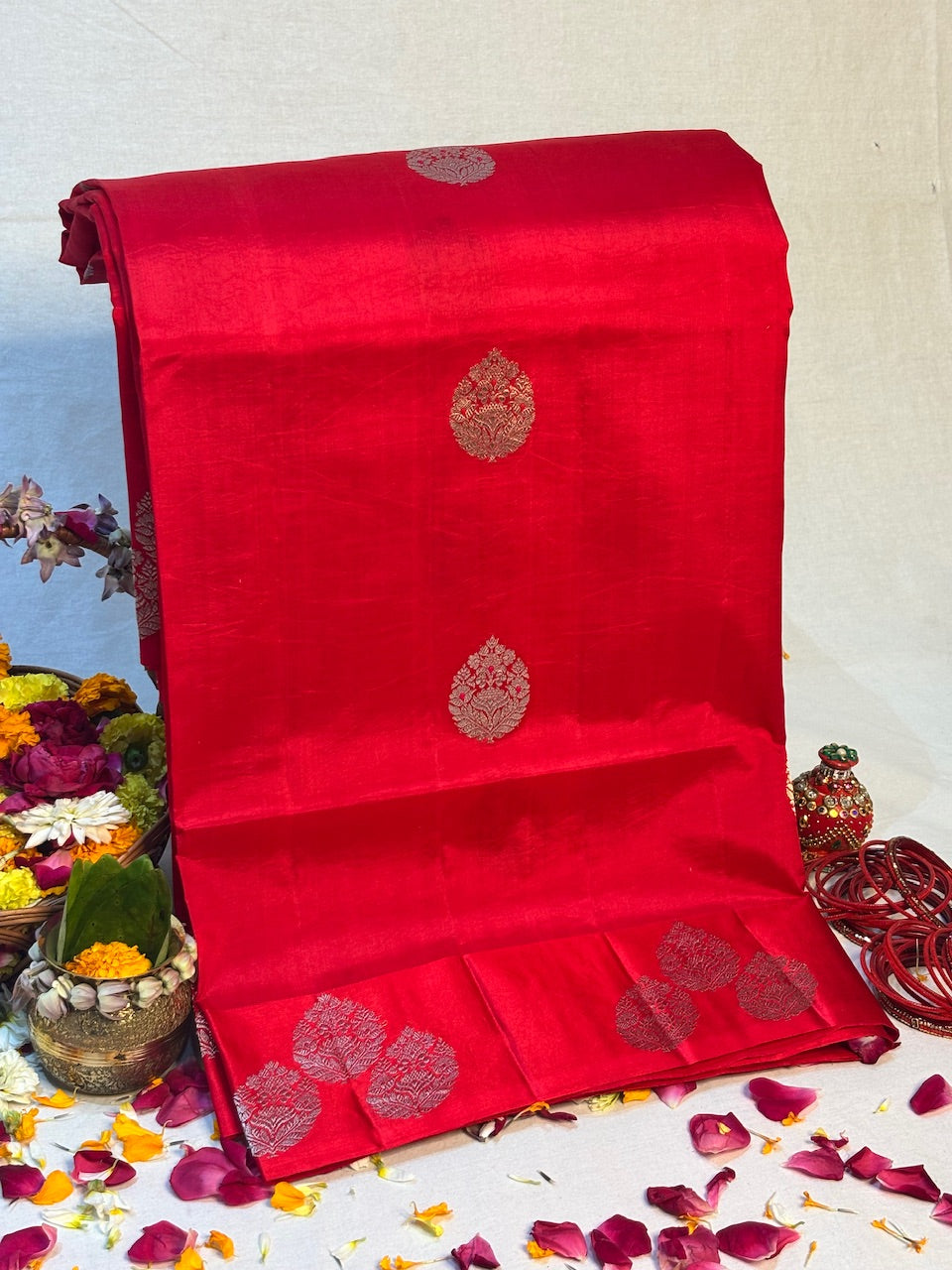 Red Banarasi Pure Soft Silk Banarasi Saree