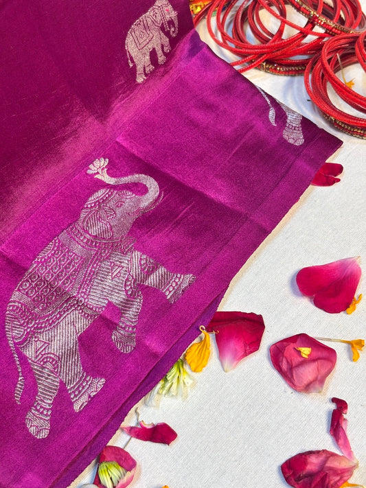 Royal Jamun Glow Banarasi Pure Puna Silk Banarasi Saree